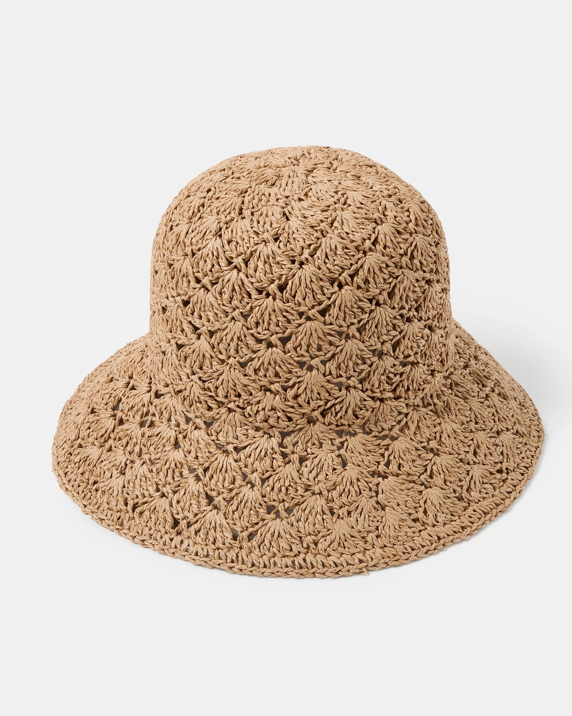 1 Plain Crochet Bucket Hat Natural, 1 of 2