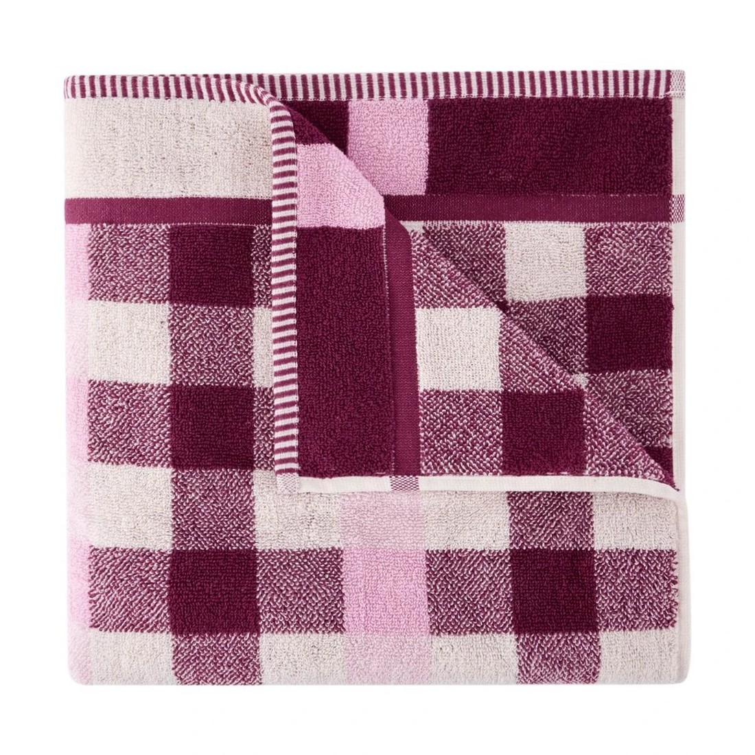 1 Cotton Check Bath Towel - Pink, 1 of 5