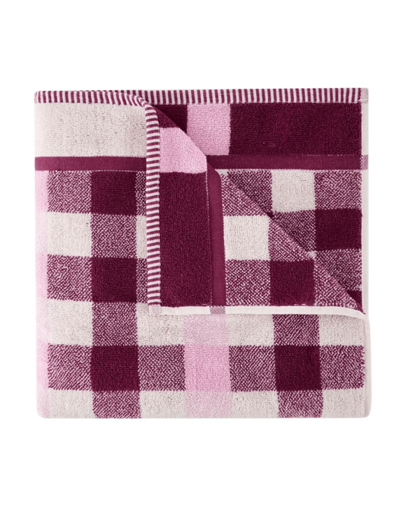 Cotton Check Bath Towel - Pink