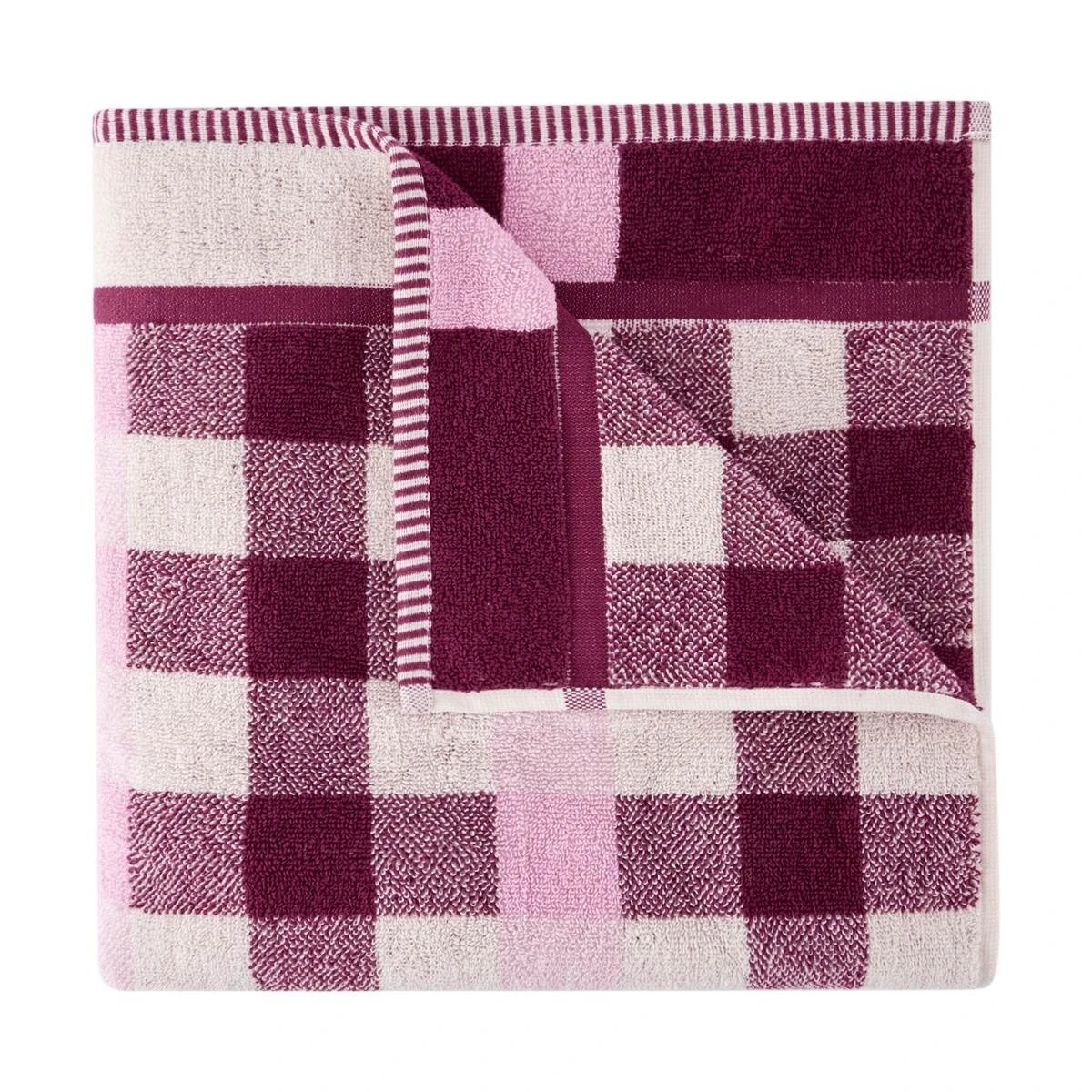 1 Cotton Check Bath Towel - Pink, 1 of 5