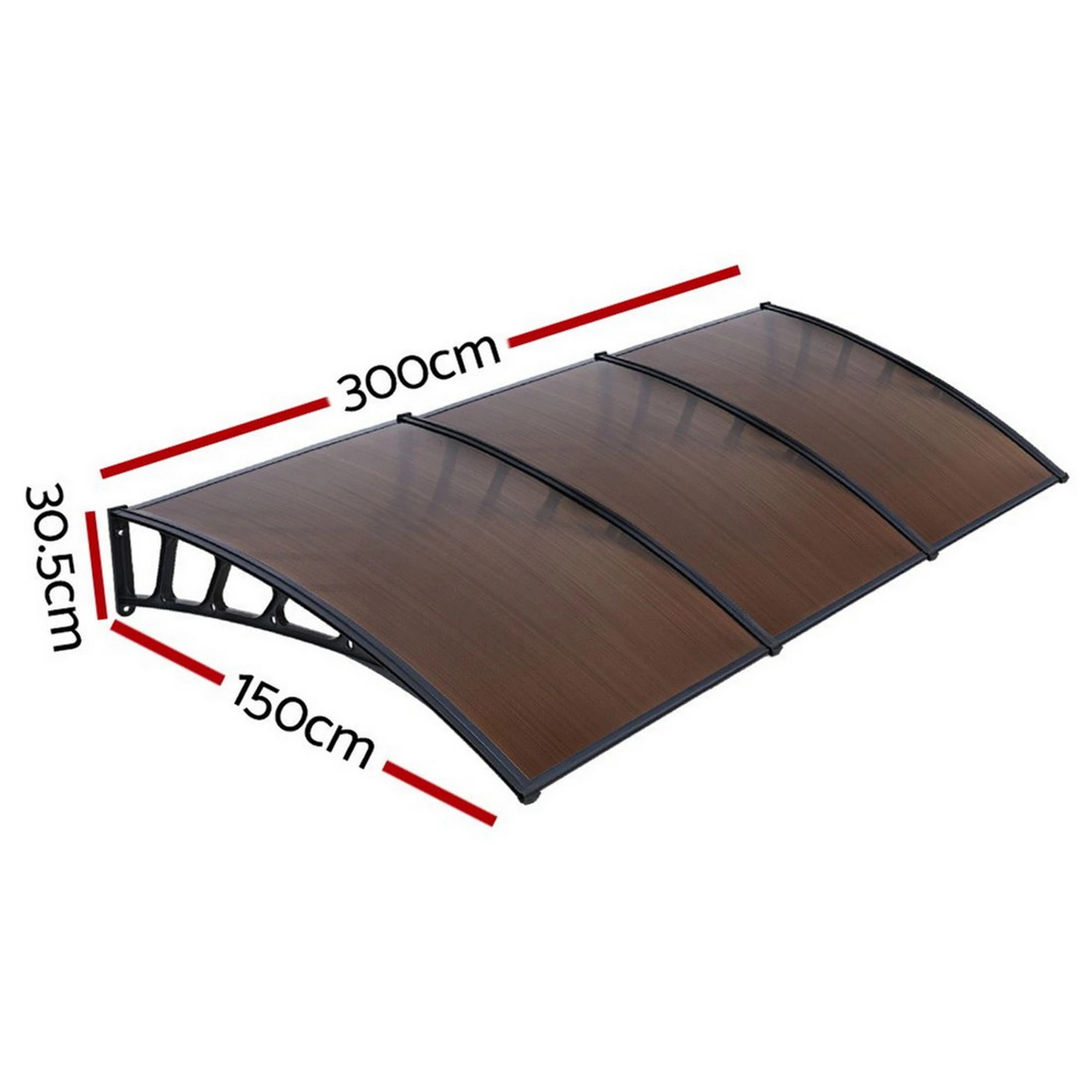 3 Instahut Window Door Awning Canopy 1.5mx3m Brown Sheet Plastic Frame - Multi, 3 of 7