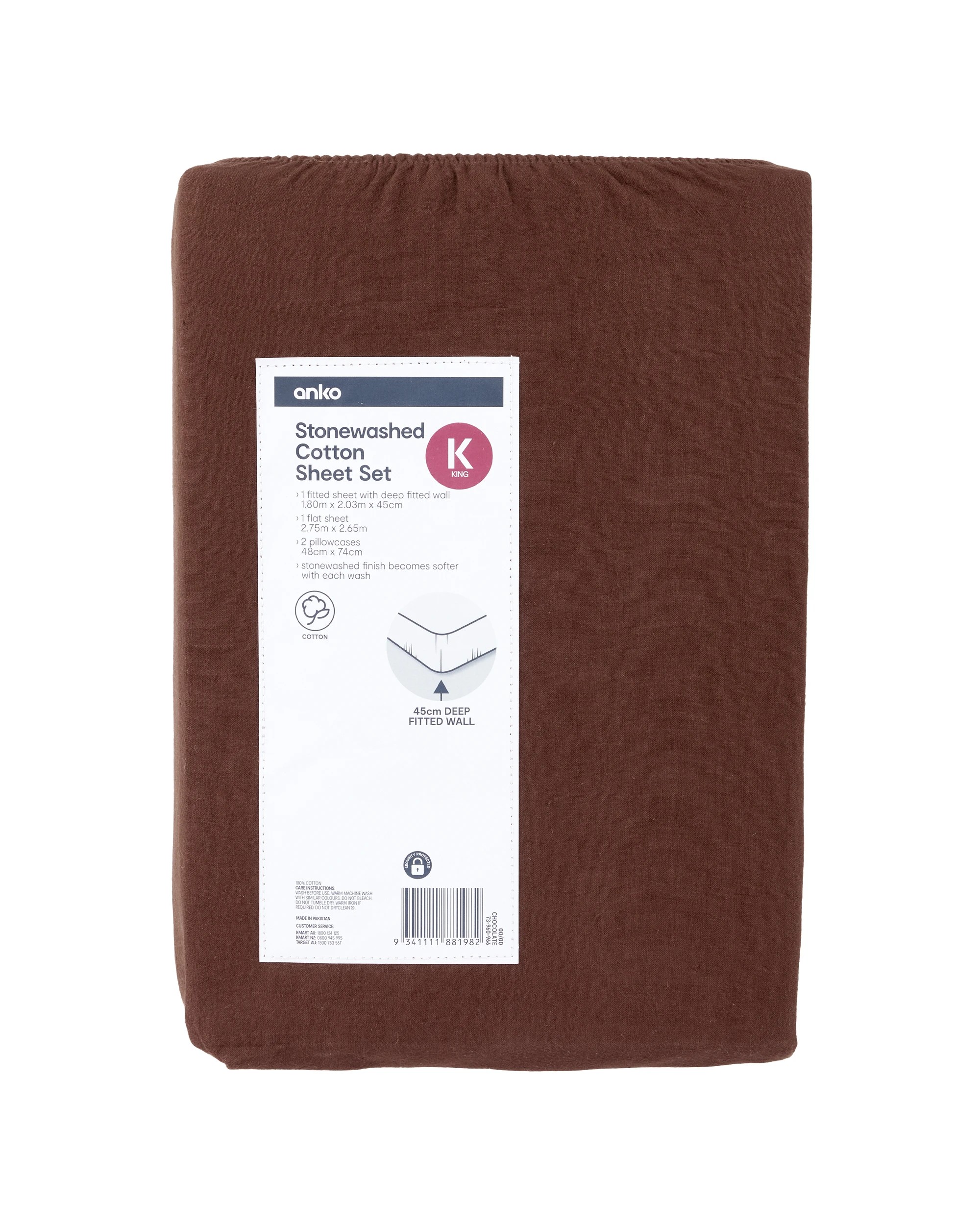 5 Stonewashed Cotton Sheet Set - King Bed, Chocolate, 5 of 5