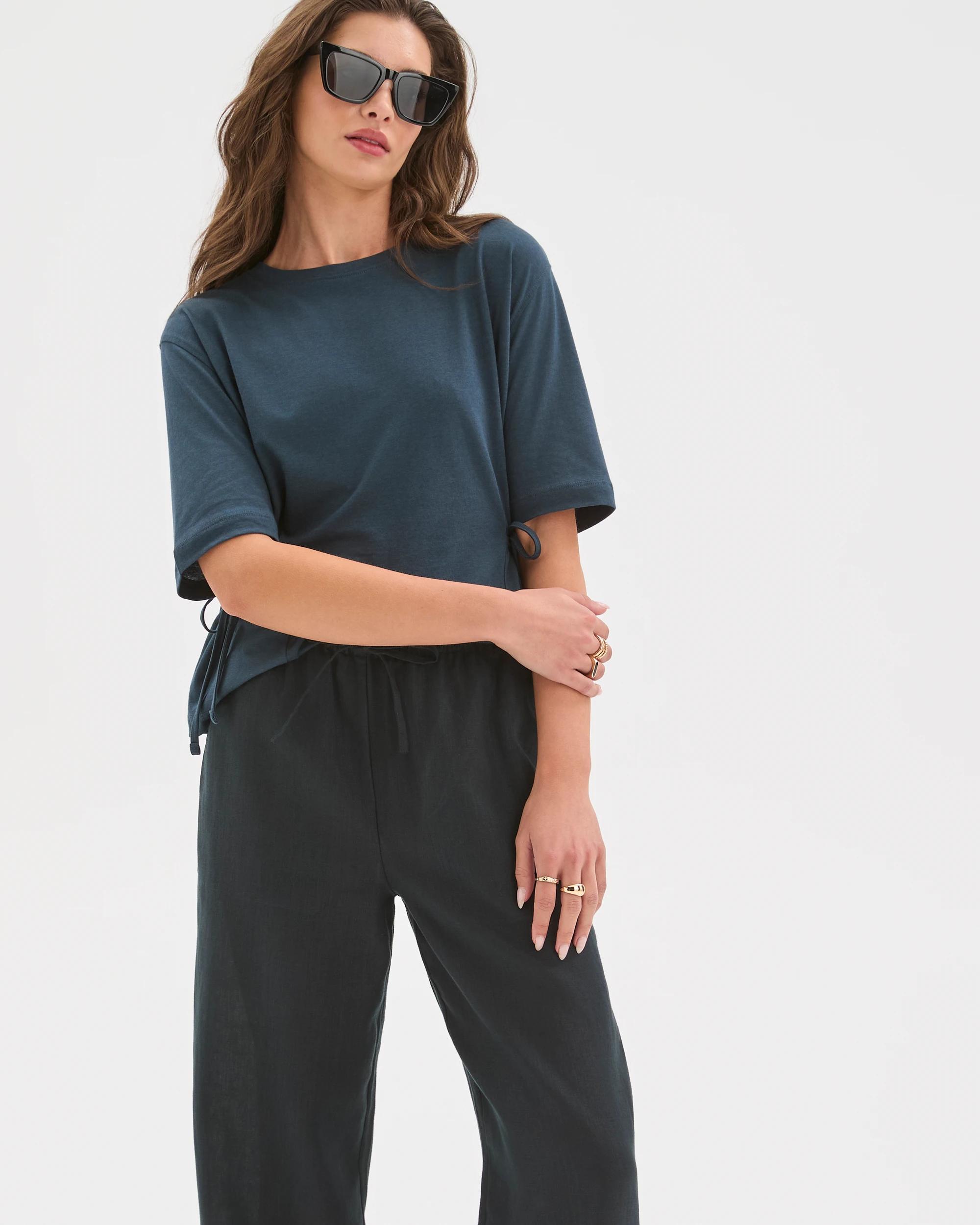 4 Target Petites European Linen Straight Leg Pants BLACK, 4 of 7