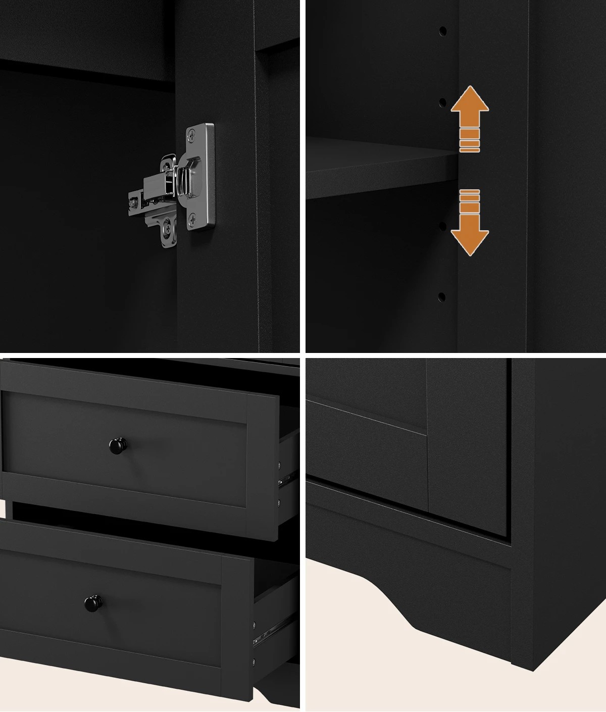 5 Oikiture 2 Door Cupboard Storage Cabinet Kitchen Buffet Sideboard - Black, 5 of 8