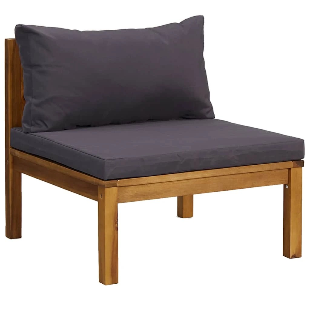 3 Vidaxl 6 Piece Garden Lounge Set With Cushion Solid Acacia Wood - Grey, 3 of 8