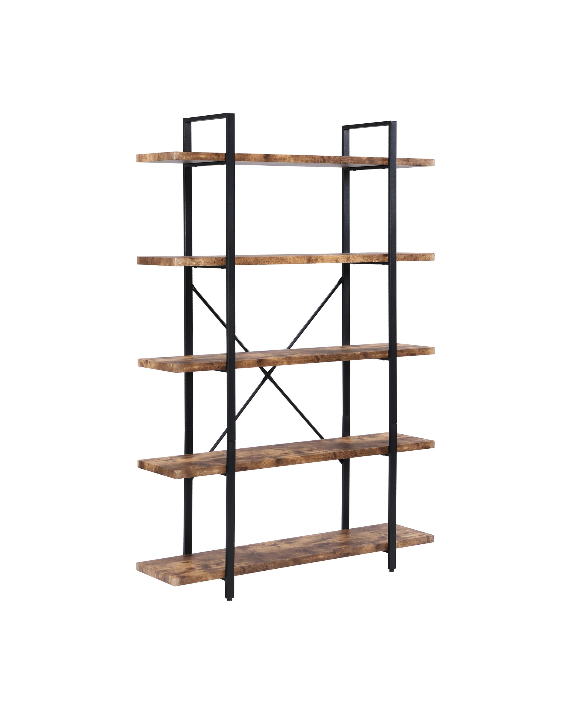 1 IHOMDEC 5 Tier Industrial Bookshelf, 1 of 5
