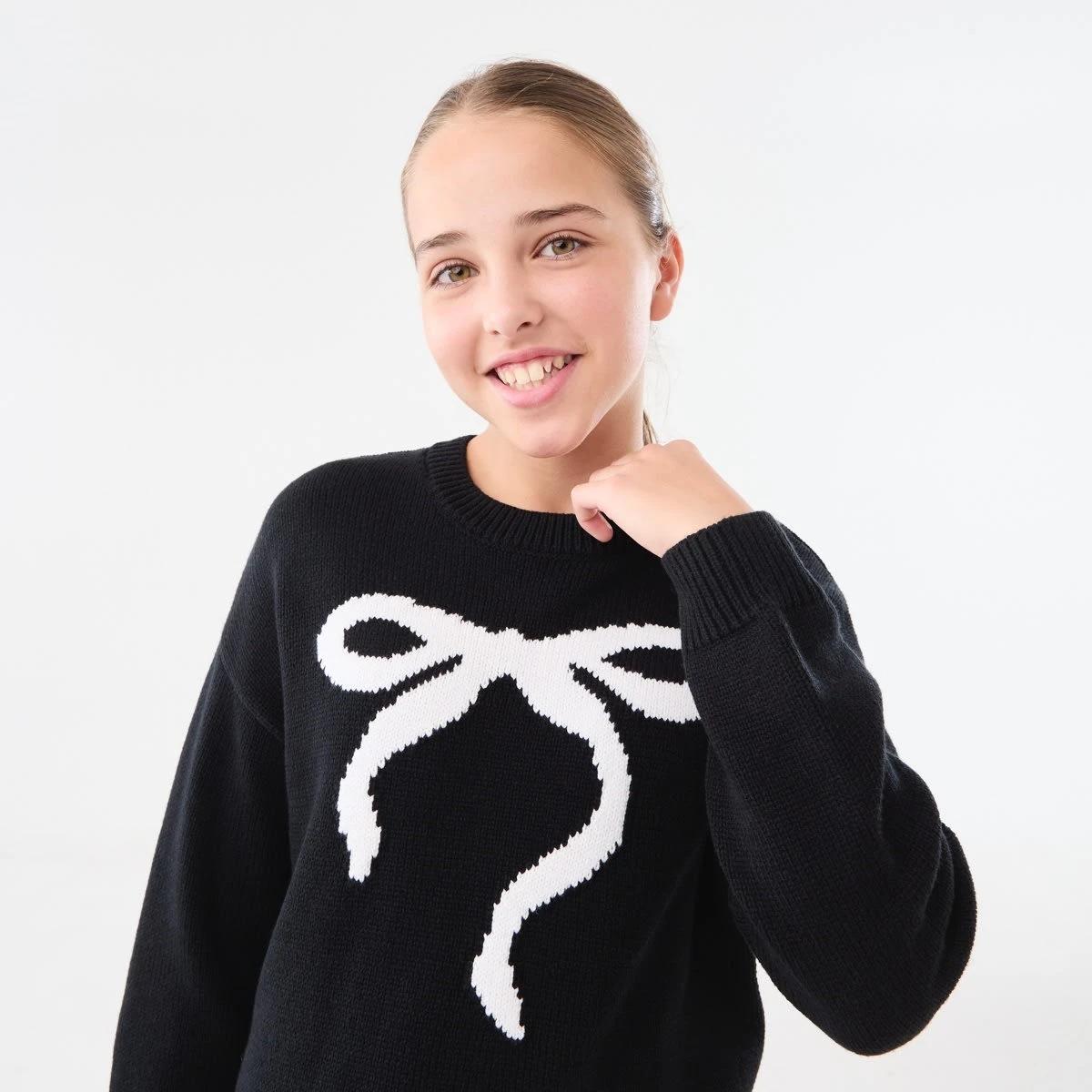 3 Bow Knit Jumper Black, 3 of 8