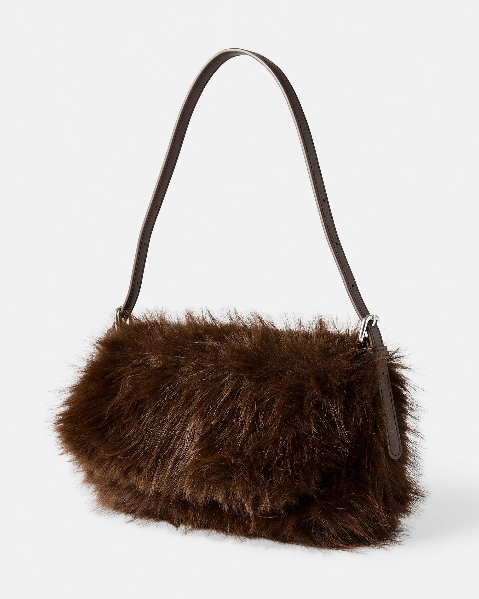 2 Faux Fur Shoulder Bag Chocolate, 2 of 9