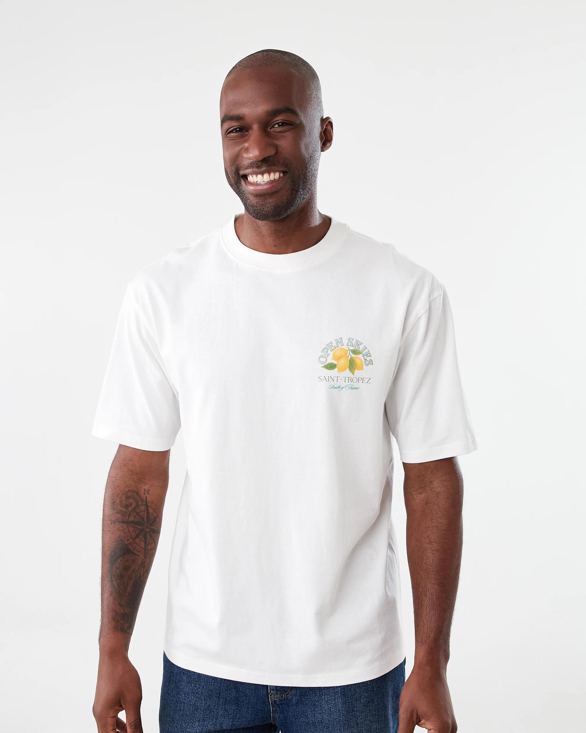 1 Oversized Print T-shirt Wht Skies, 1 of 7