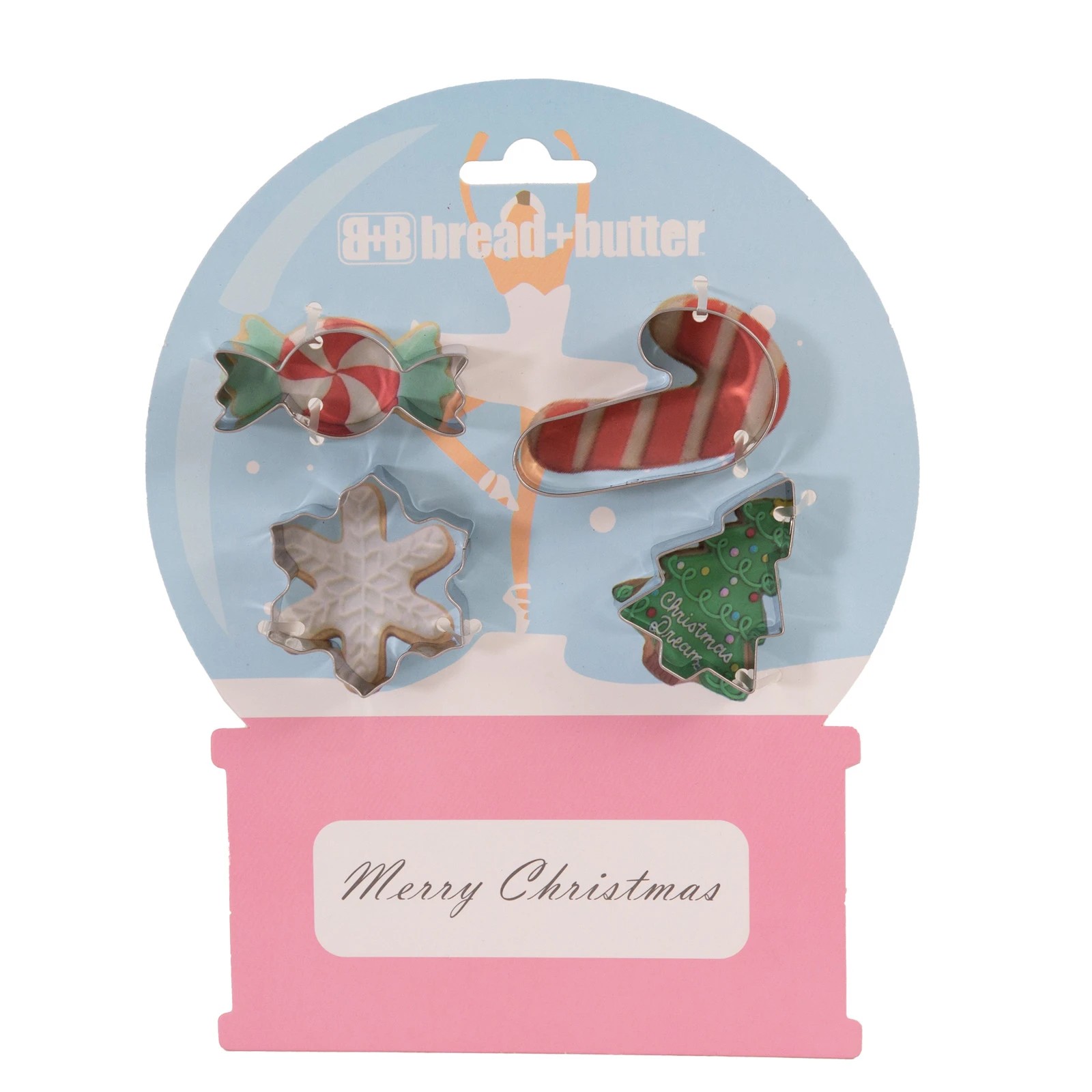 1 Bread and Butter Cookie Cutter - Snowglobe, Card, Tree, Candy Cane - 4 Pack - Multi, 1 of 1