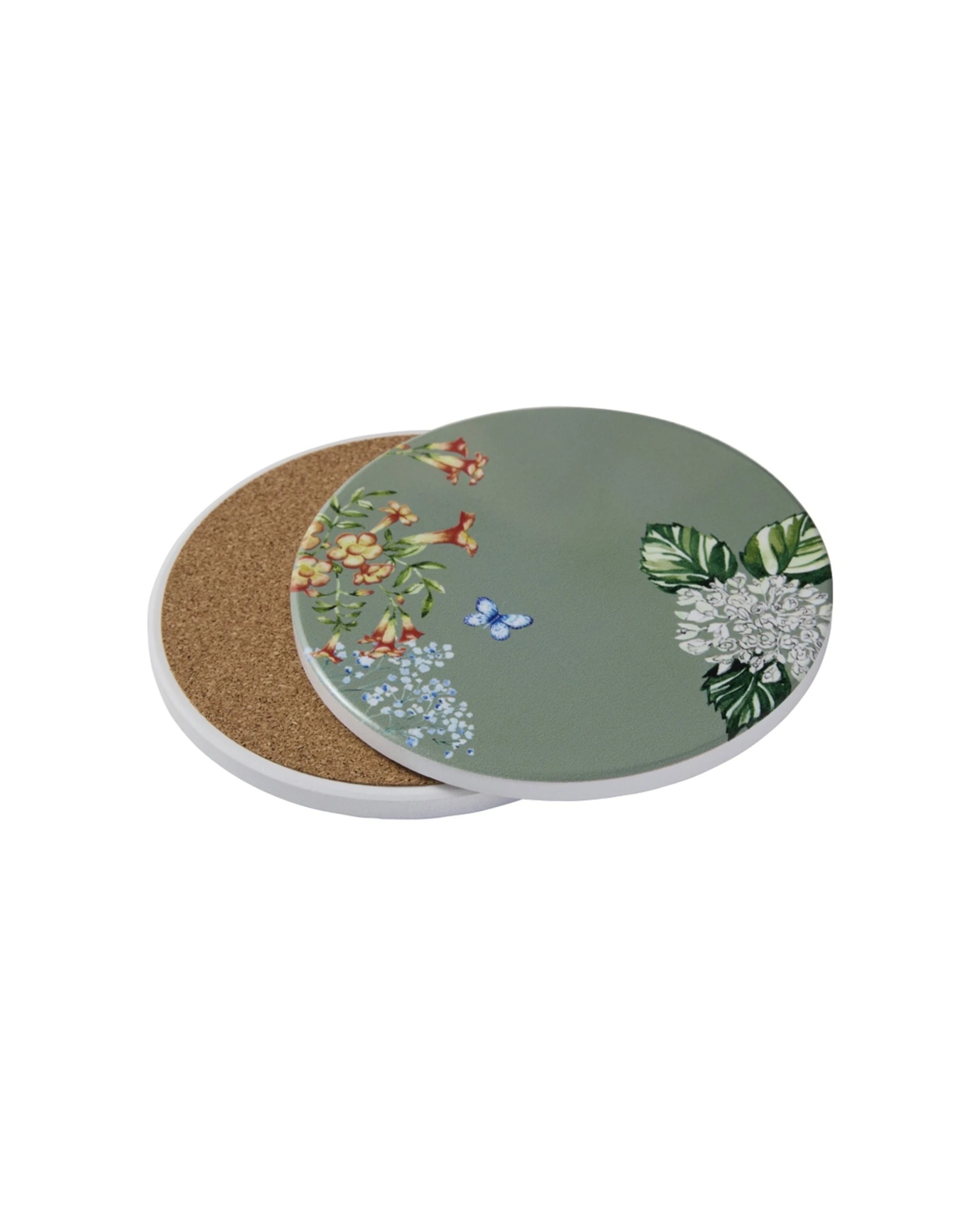 2 Maxwell And Williams Botanica Floral Ceramic Round Coaster 10cm Durable - Multi, 2 of 3
