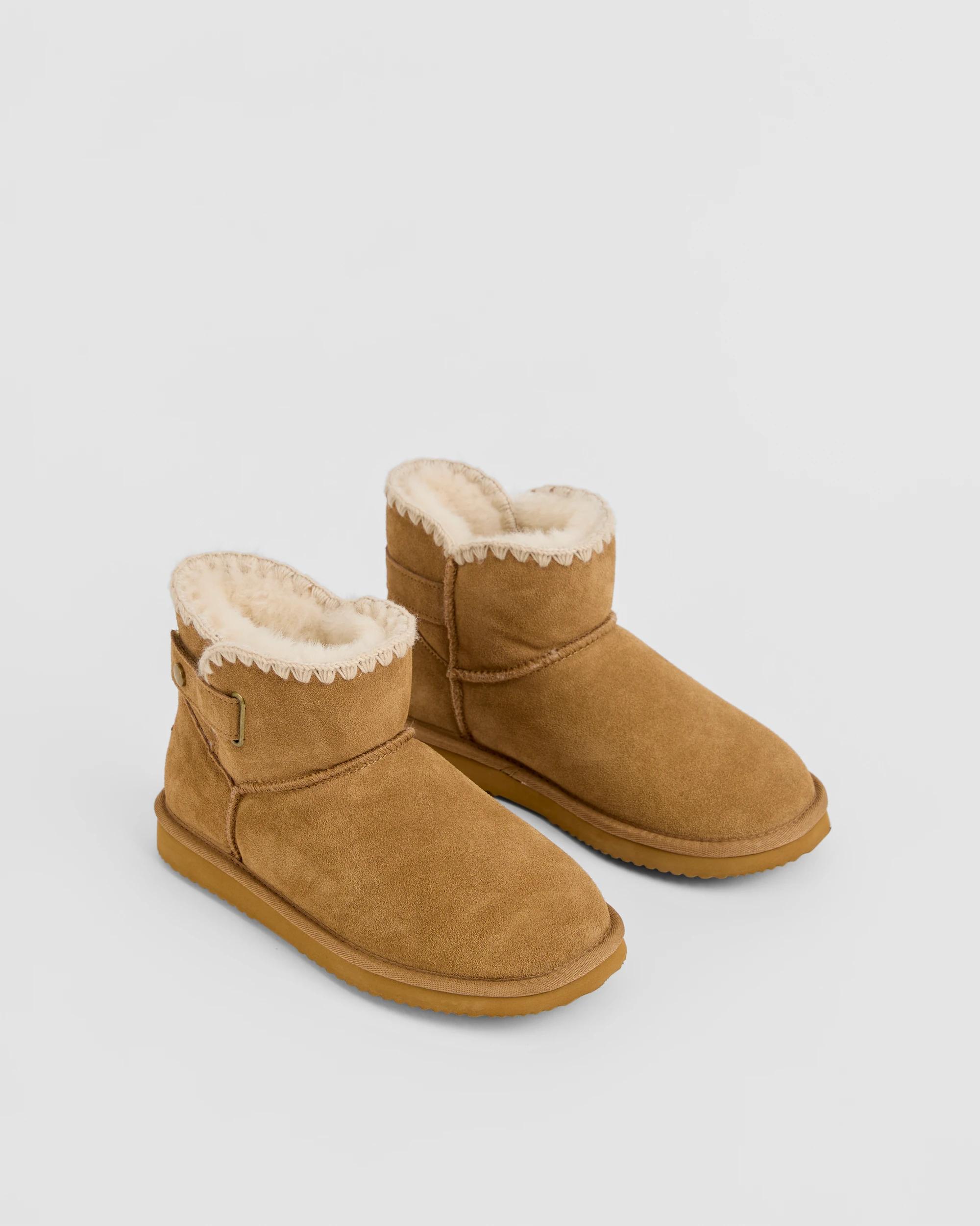 2 Australian Design Ugg Boots and Slippers Australian Design Leather and Sheepskin Platform Stitched Pixie Boot CHESTNUT, 2 of 5