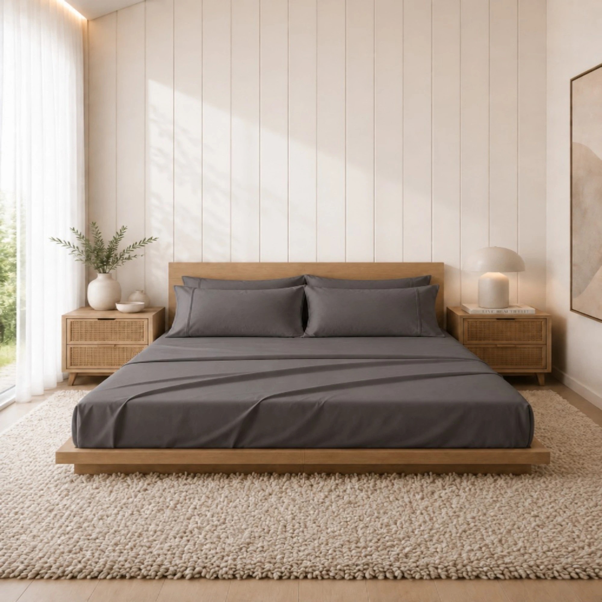 4 Royal Comfort Balmain 1000TC Bamboo Cotton Sheet Pillowcase Set Hotel - Queen Bed - Grey, 4 of 8