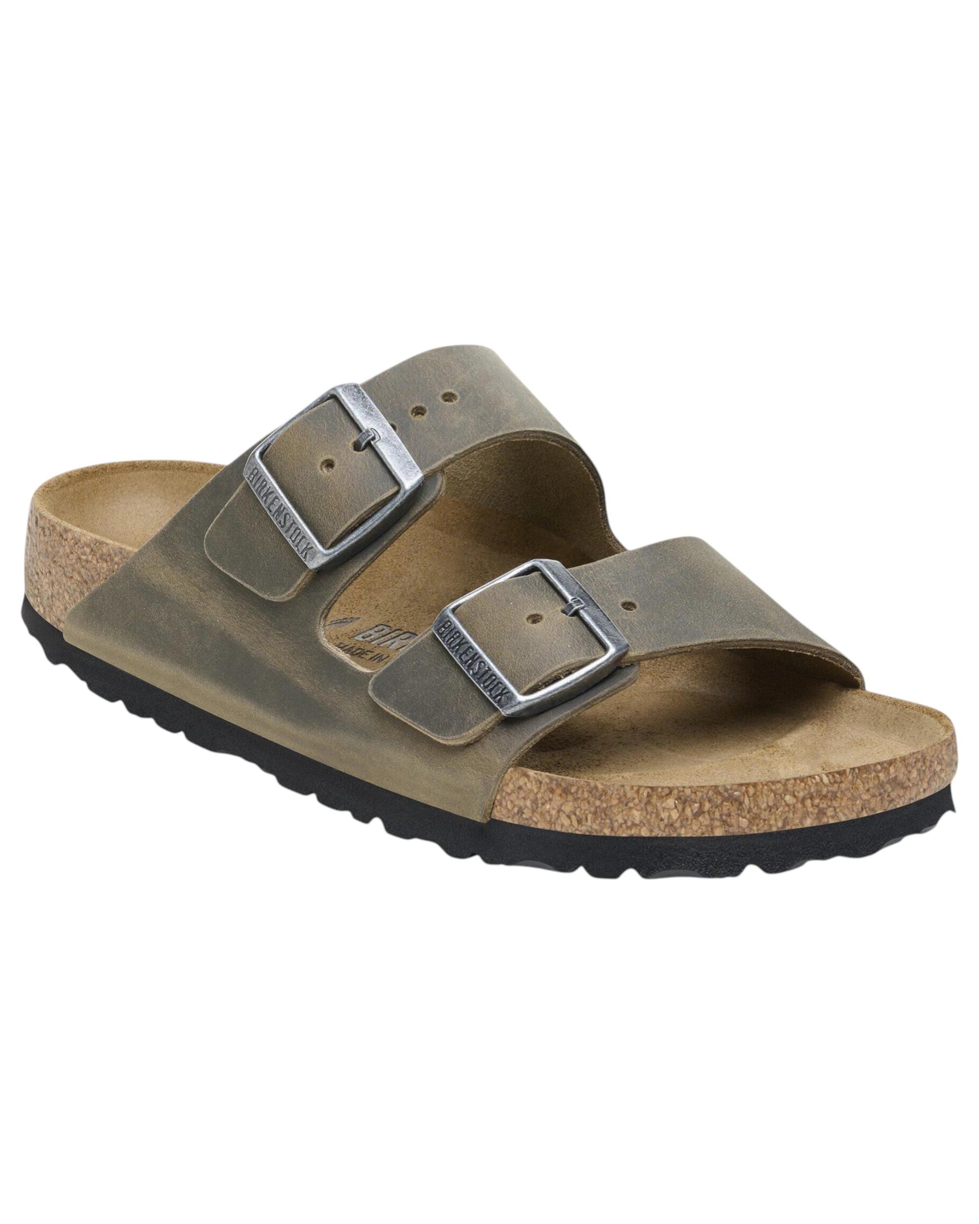 1 Birkenstock Mens Arizona Oiled Leather Regular Slip On Sandals KHAKI, 1 of 8