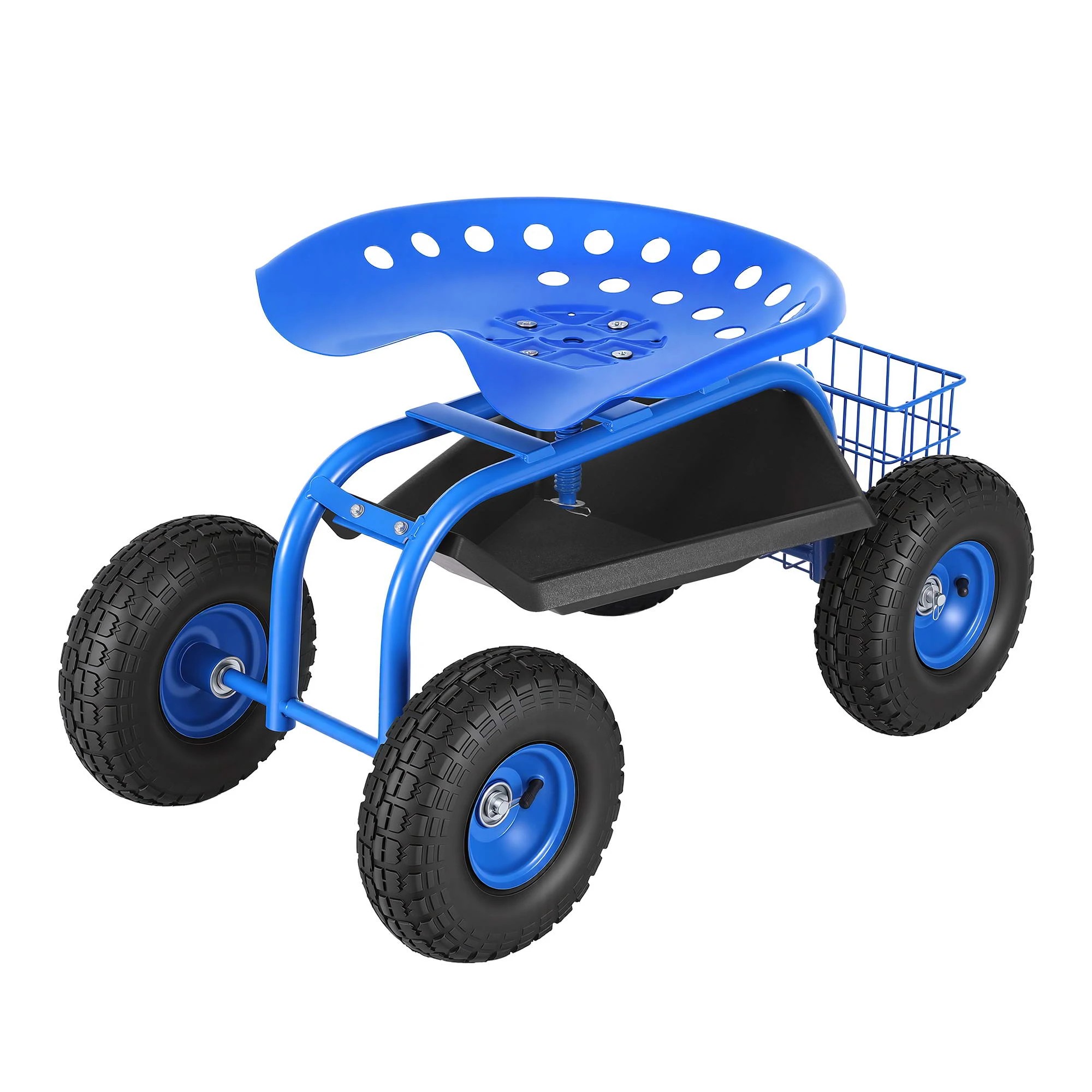 1 Gardeon Garden Seat with Wheels 360 Swivel Adjustable Height Rolling Stool 150kg - Blue, 1 of 9