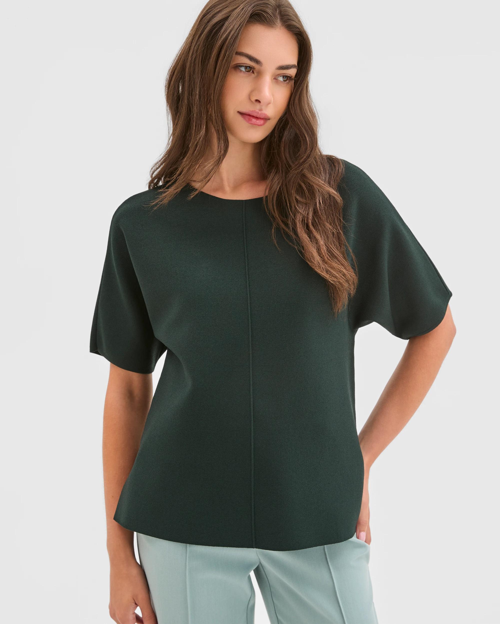 1 Target Petites Petites Short Sleeve Crepe Knit Top MIDNIGHT JADE, 1 of 5