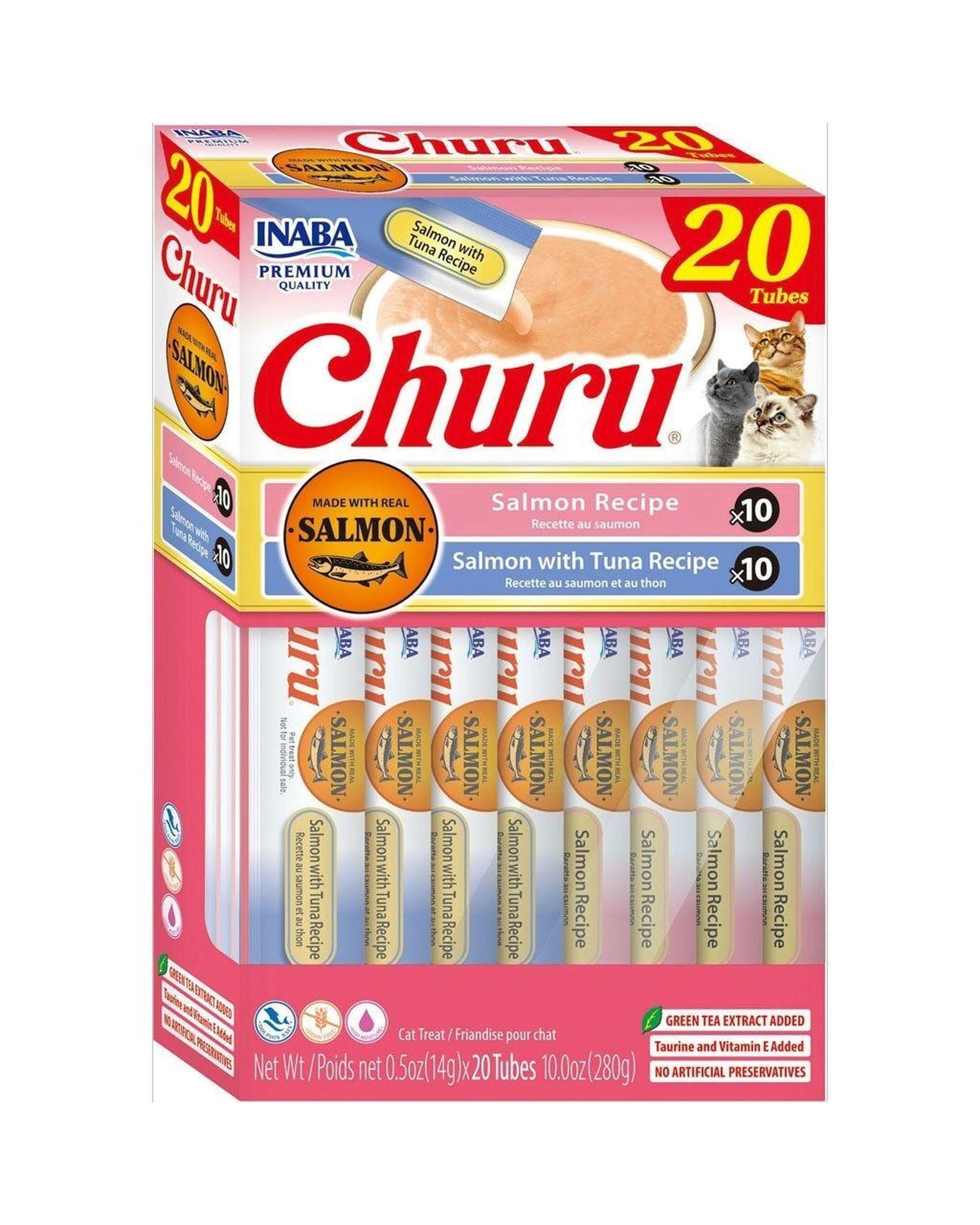 1 Inaba Churu Puree Pet Cat Treats Salmon with Tuna Variety Box 20 Pack, 1 of 2