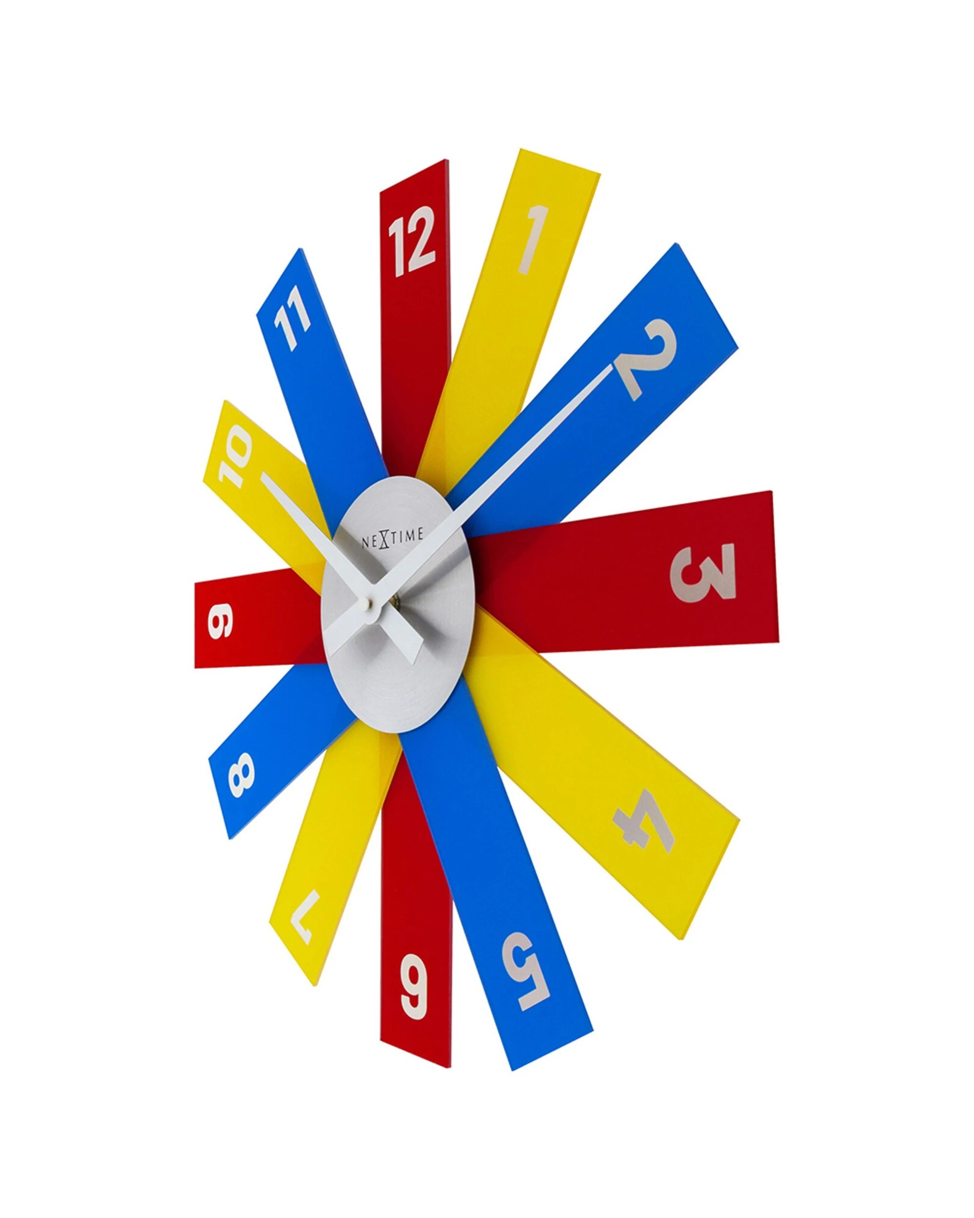 2 NeXtime Plexi Wall Clock Silent Sweep Colour Acrylic Stripes 40cm - Multi, 2 of 5