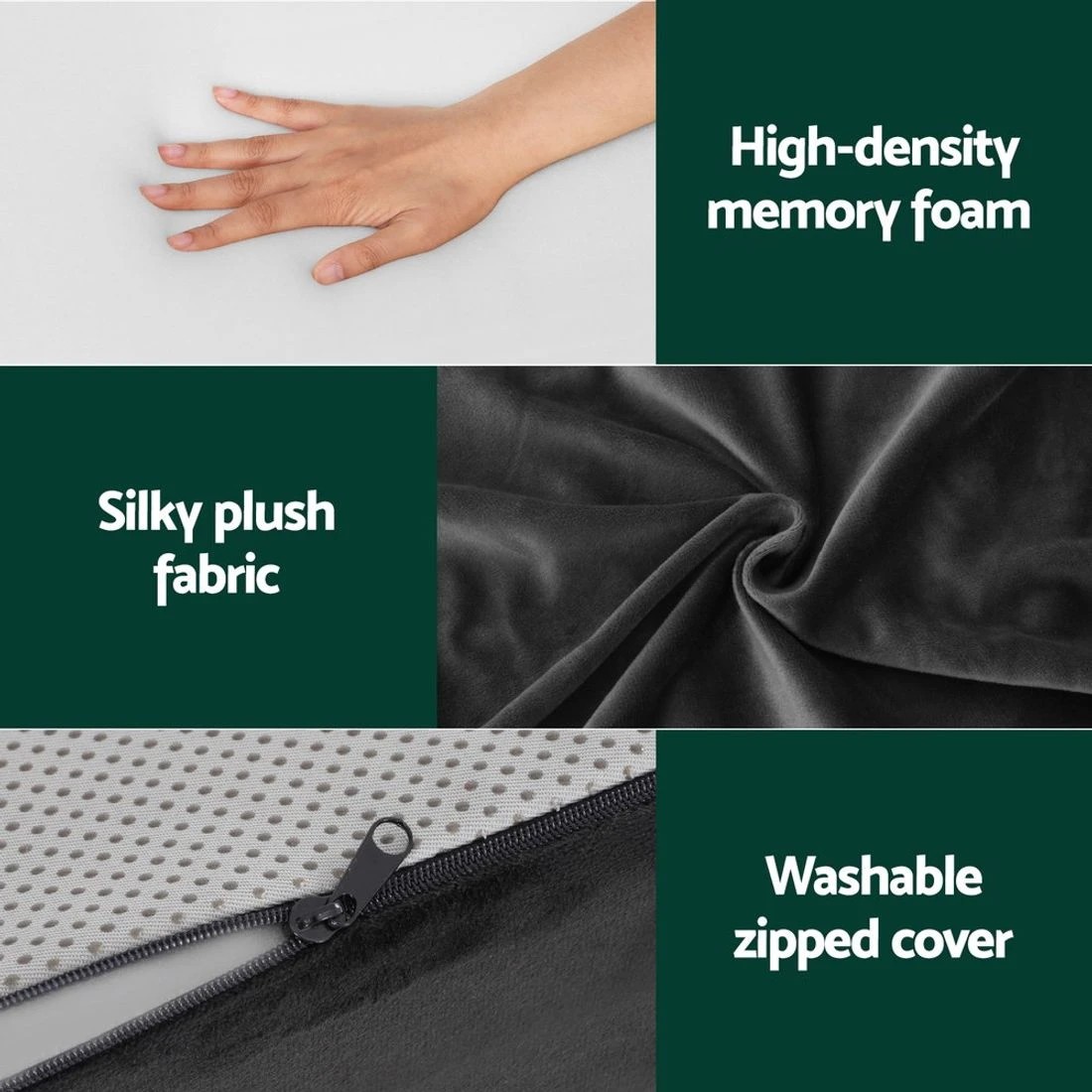 4 Giselle Memory Foam Footrest Cushion Adjustable Pillow - Black, 4 of 5