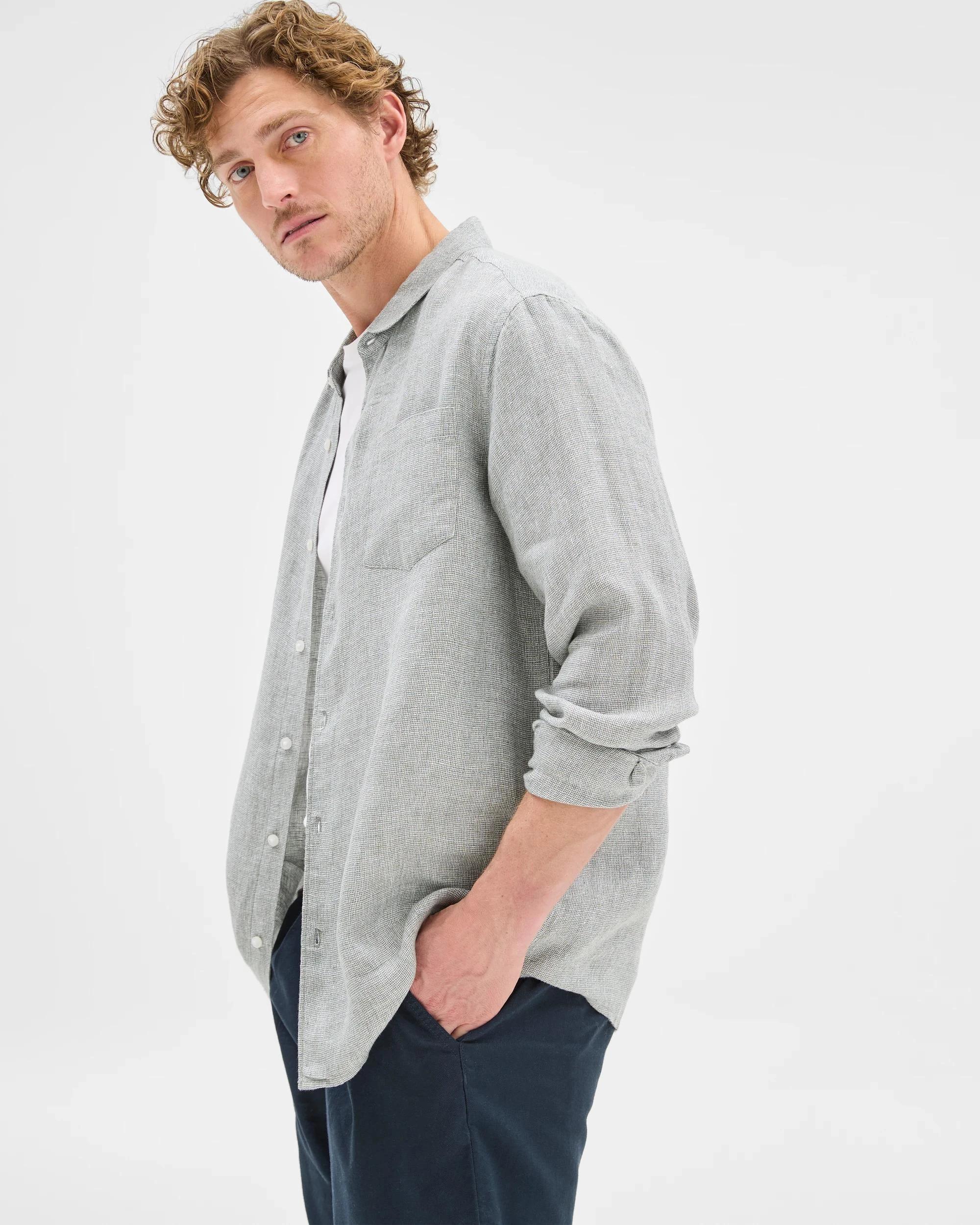 6 Target European Linen Long Sleeve Shirt KHAKI, 6 of 7