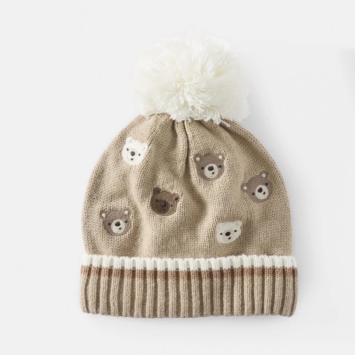 1 Embroidered Beanie Brn Bear2, 1 of 3