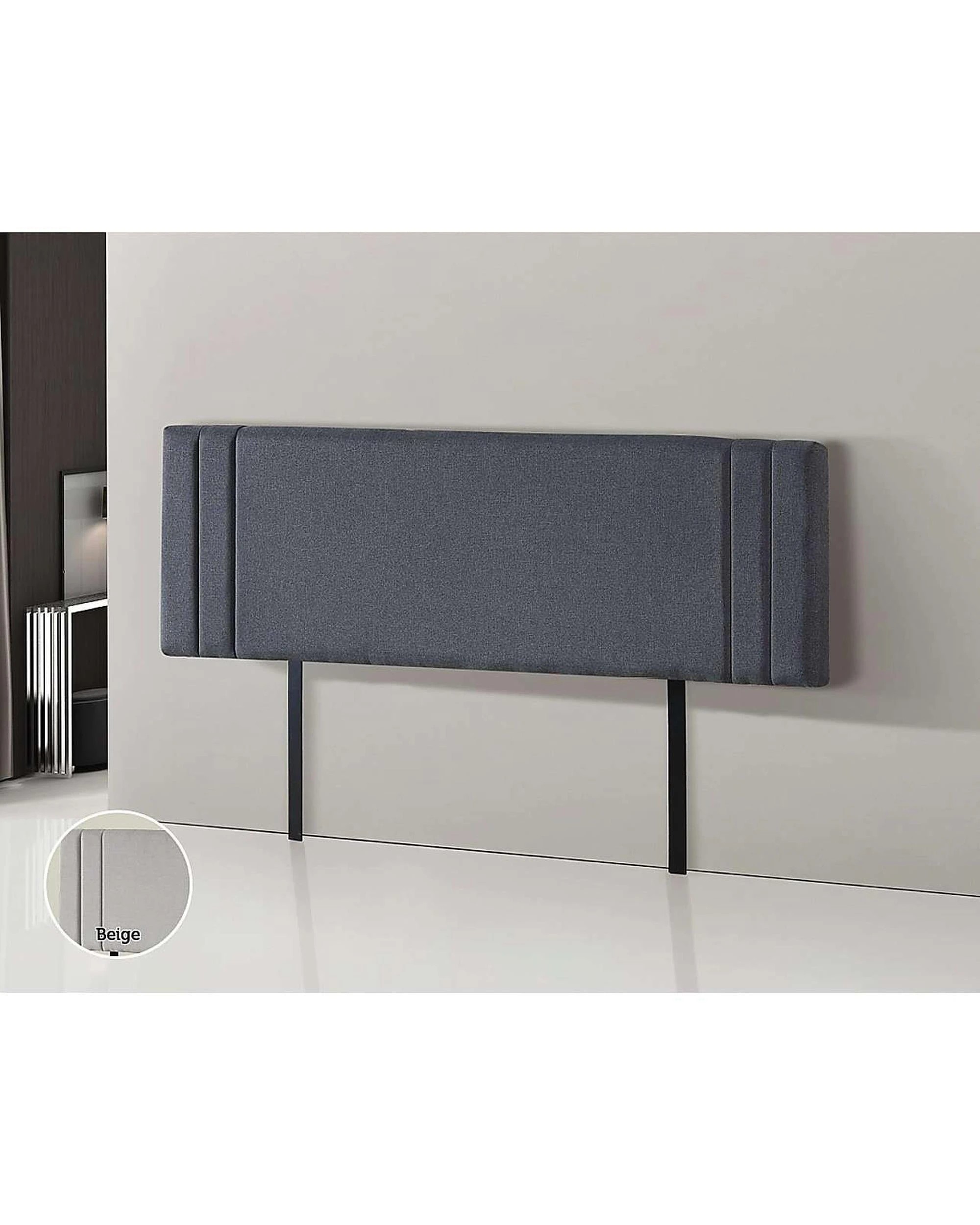 2 Palermo Designer Stitched Linen Headboard — Adjustable Legs, Beige or Grey
 - grey, 2 of 3