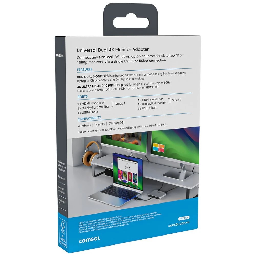 3 Comsol Universal Dual Monitor Adaptor HDMI/DisplayPort, 3 of 6