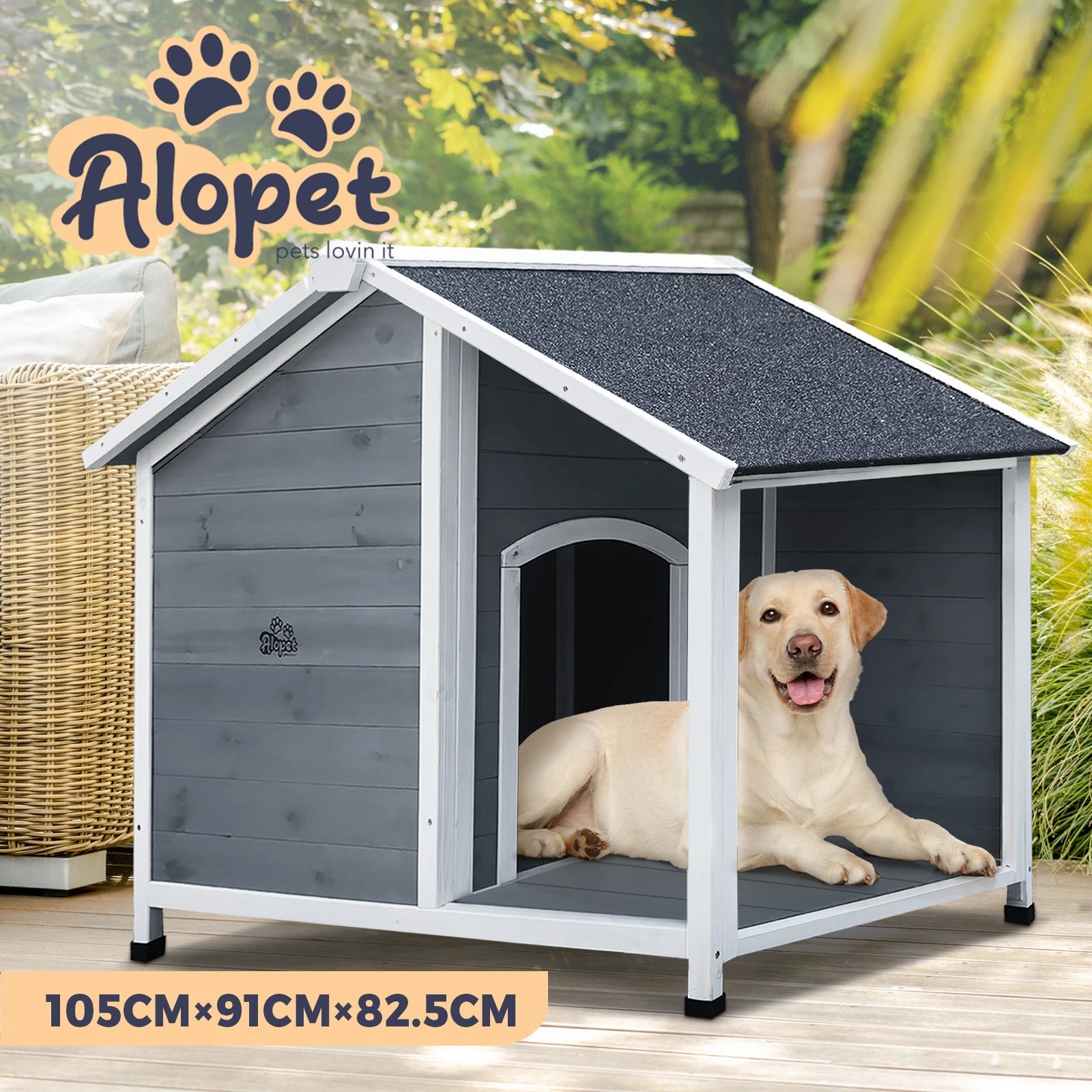 3 Alopet Dog Kennel Kennels House Outdoor Pet Wooden Large Cage Cabin Box Awning - Multi, 3 of 10