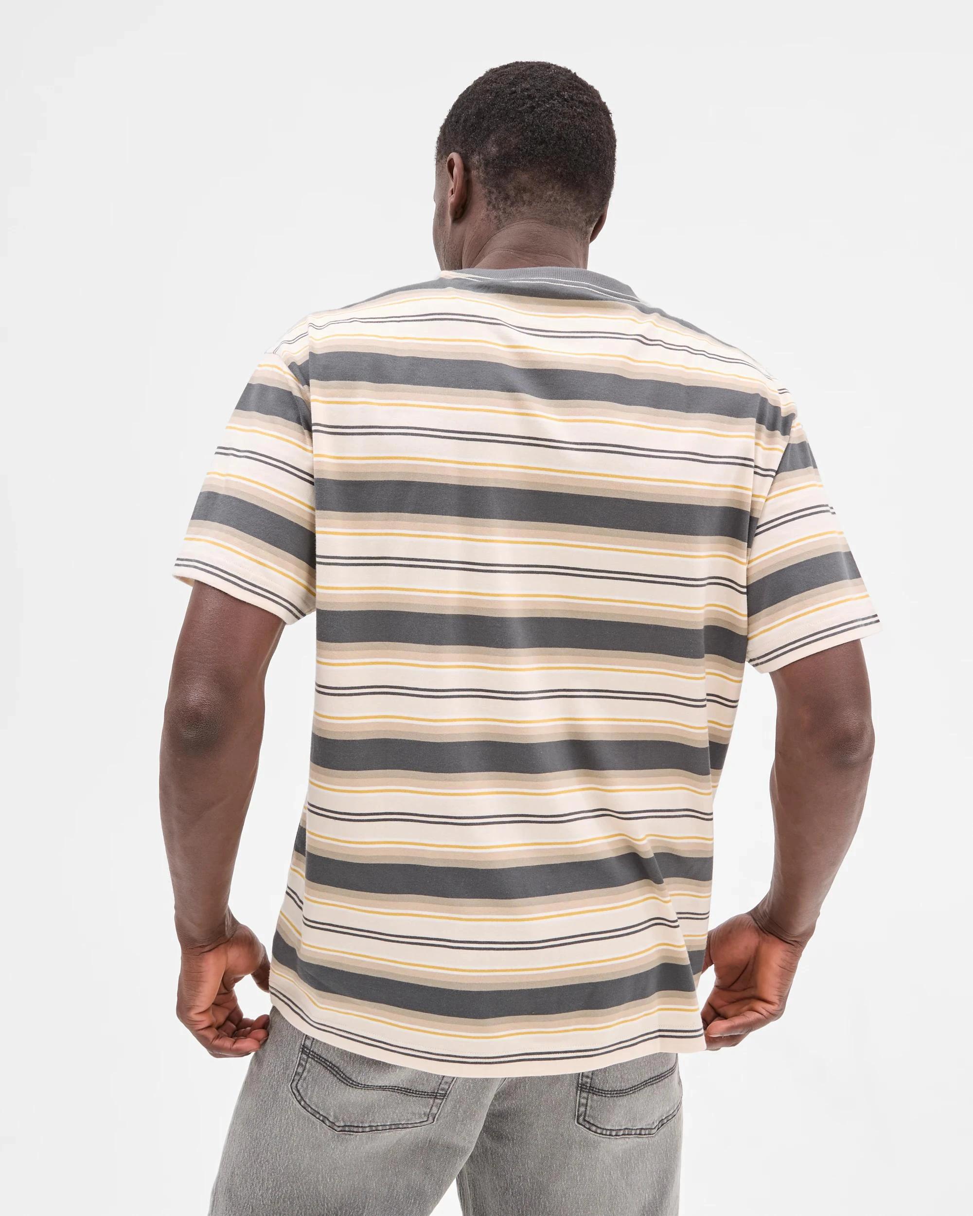 4 Australian Cotton Heavy Core T-Shirt- Commons BROWN STRIPE, 4 of 7