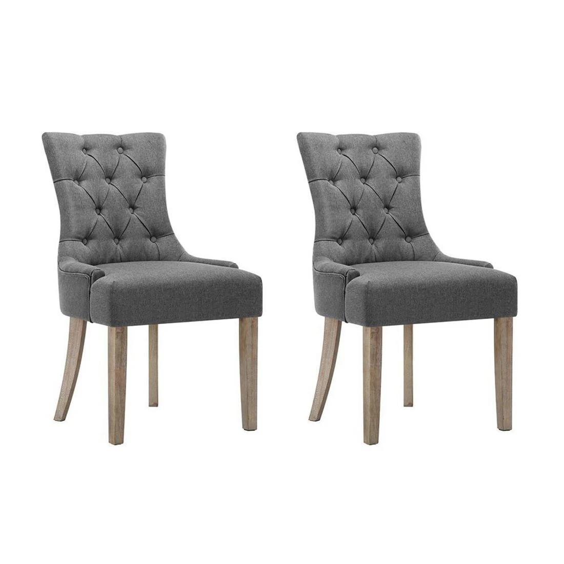 1 Artiss Dining Chairs Set of 2 Linen French Provincial - Grey, 1 of 8