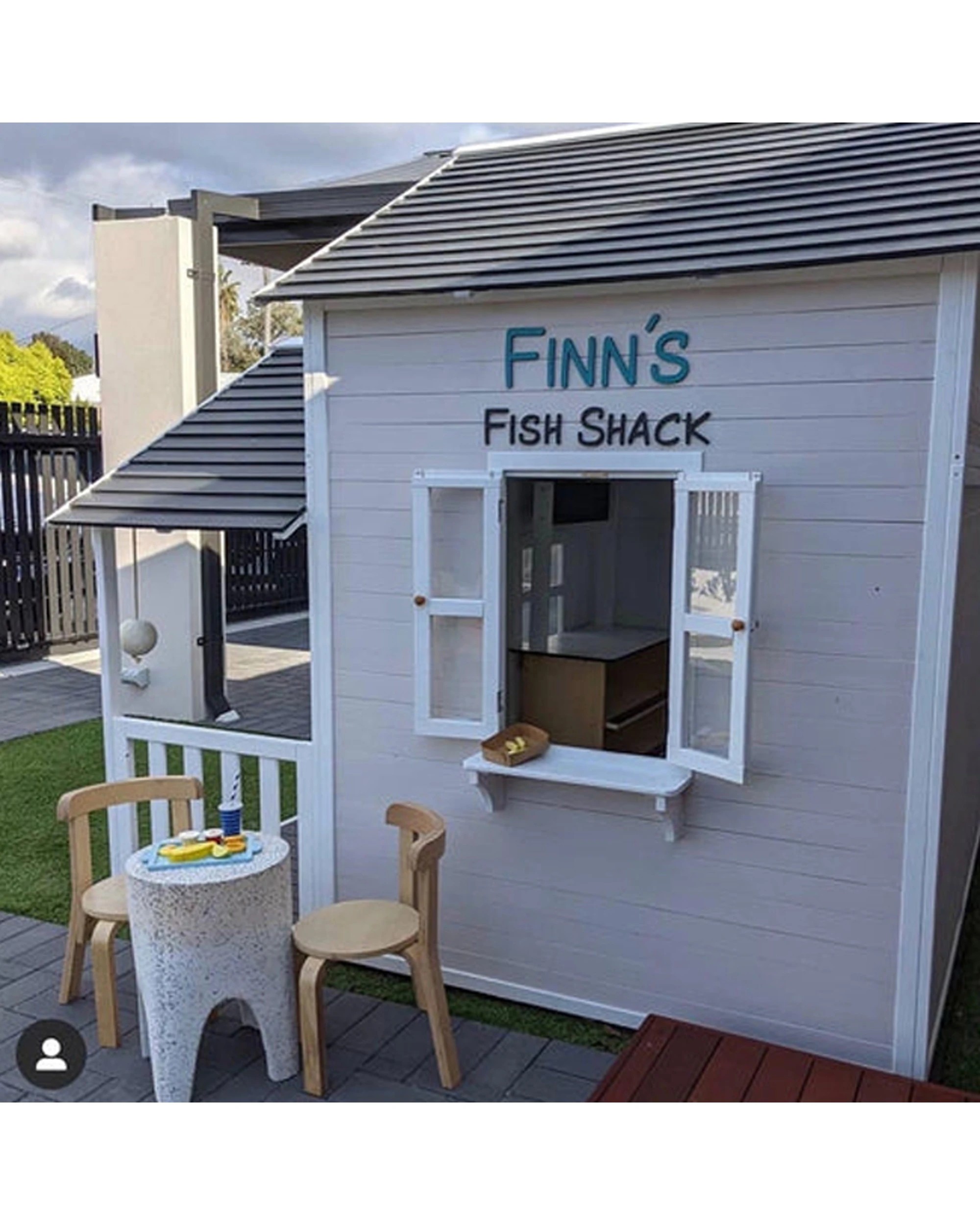 2 KIDZSHACK Lovely Shack Kids Outdoor Play Wooden Large Cubby House 3y+ - Grey, 2 of 2