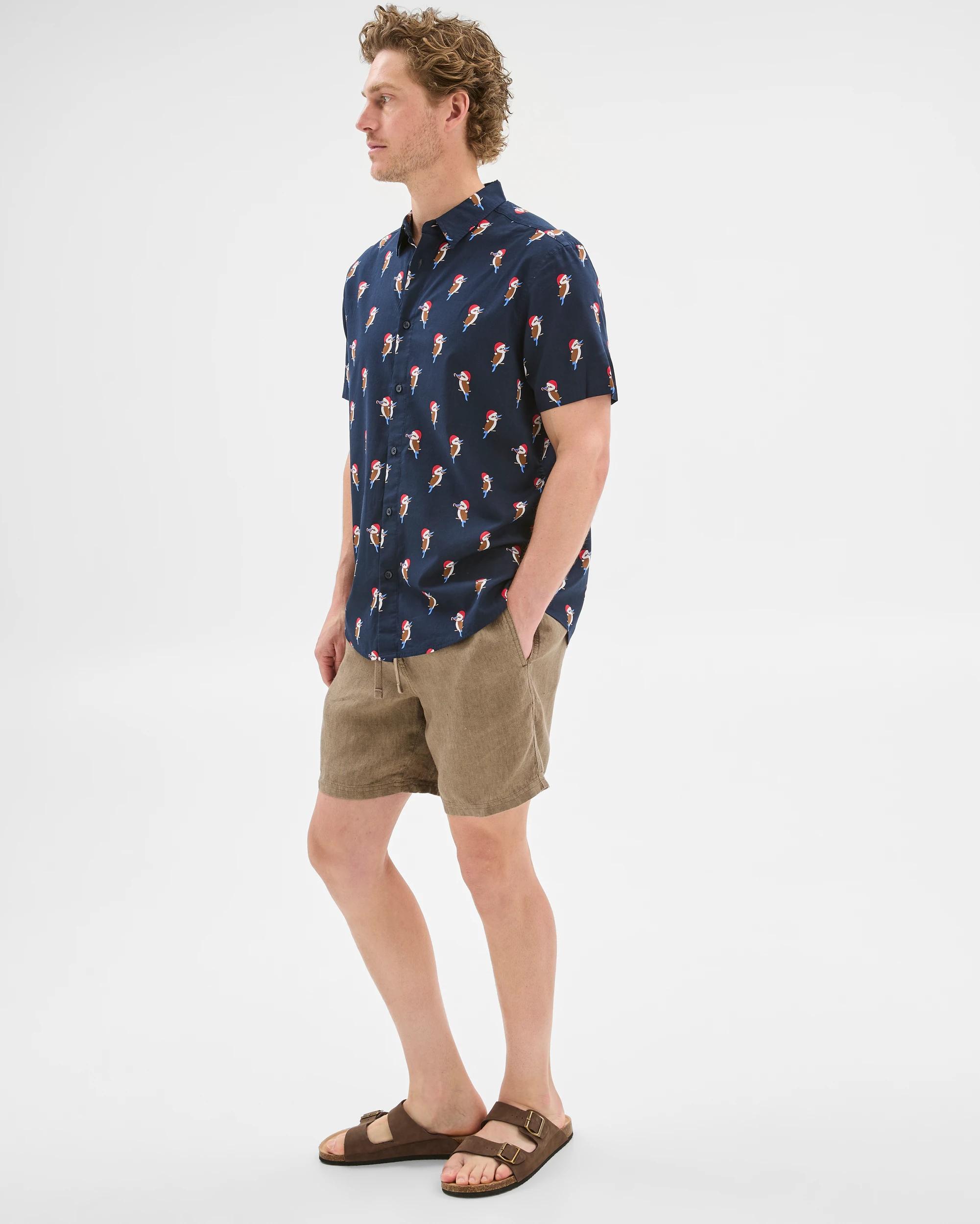 3 Target Christmas Bird Print Shirt NAVY, 3 of 6