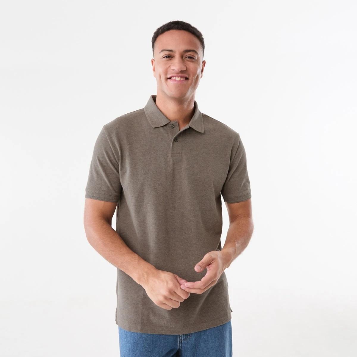 1 Pique Polo Shirt DRIFT BROWN MARLE, 1 of 5