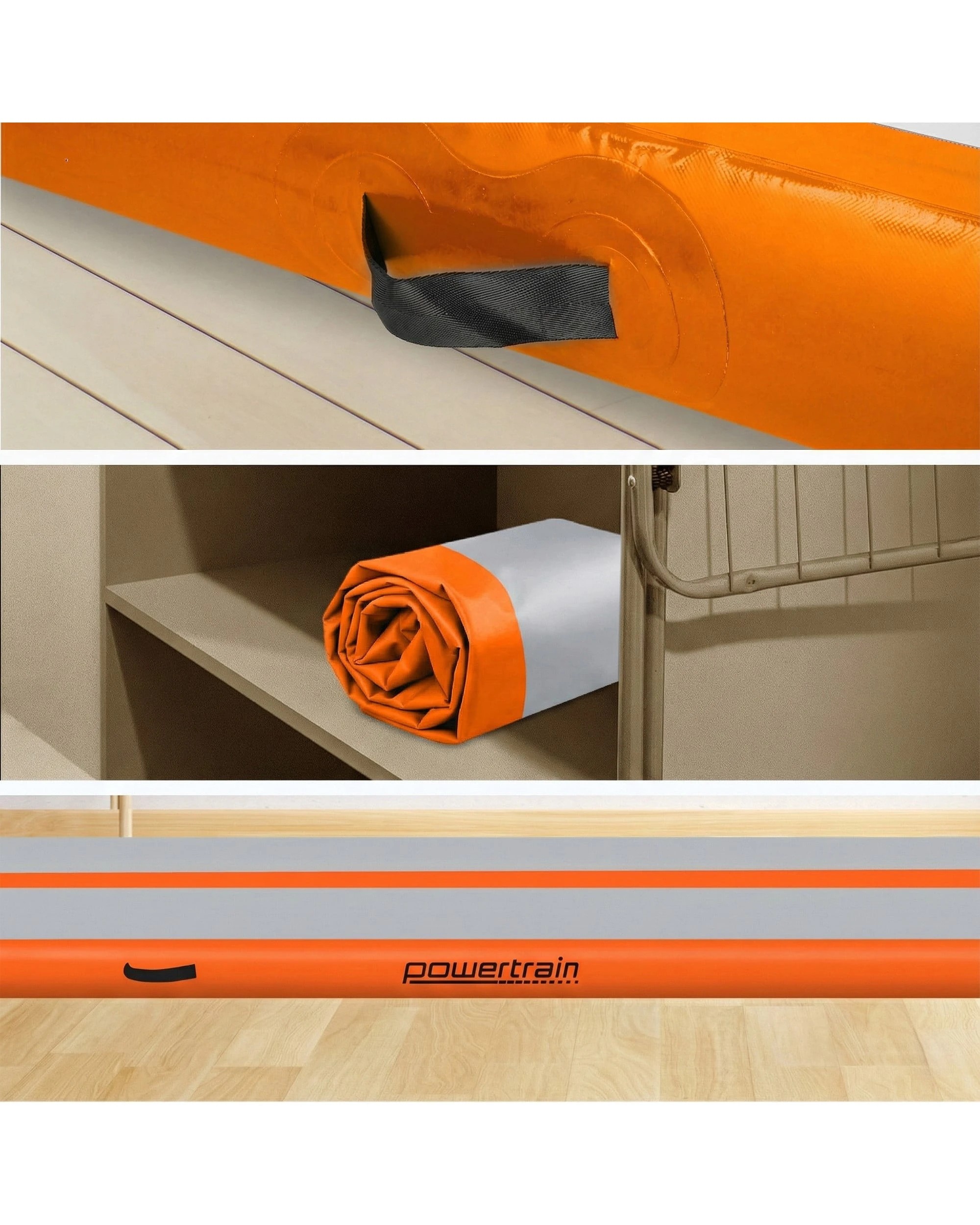 4 Powertrain 3M 20cm Air Track Gymnastics Tumbling Airtrack Exercise Yoga Mat Balance Beam Inflatable - Orange, 4 of 5