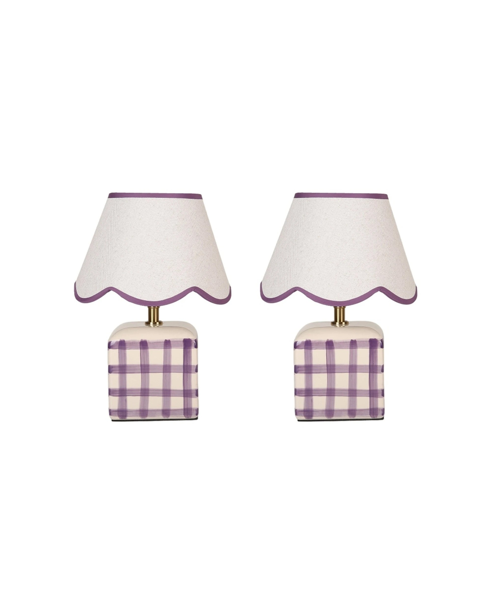 Lexi Lighting 2pc Romy Ceramic Table Lamp Set Checked - Purple - Kmart