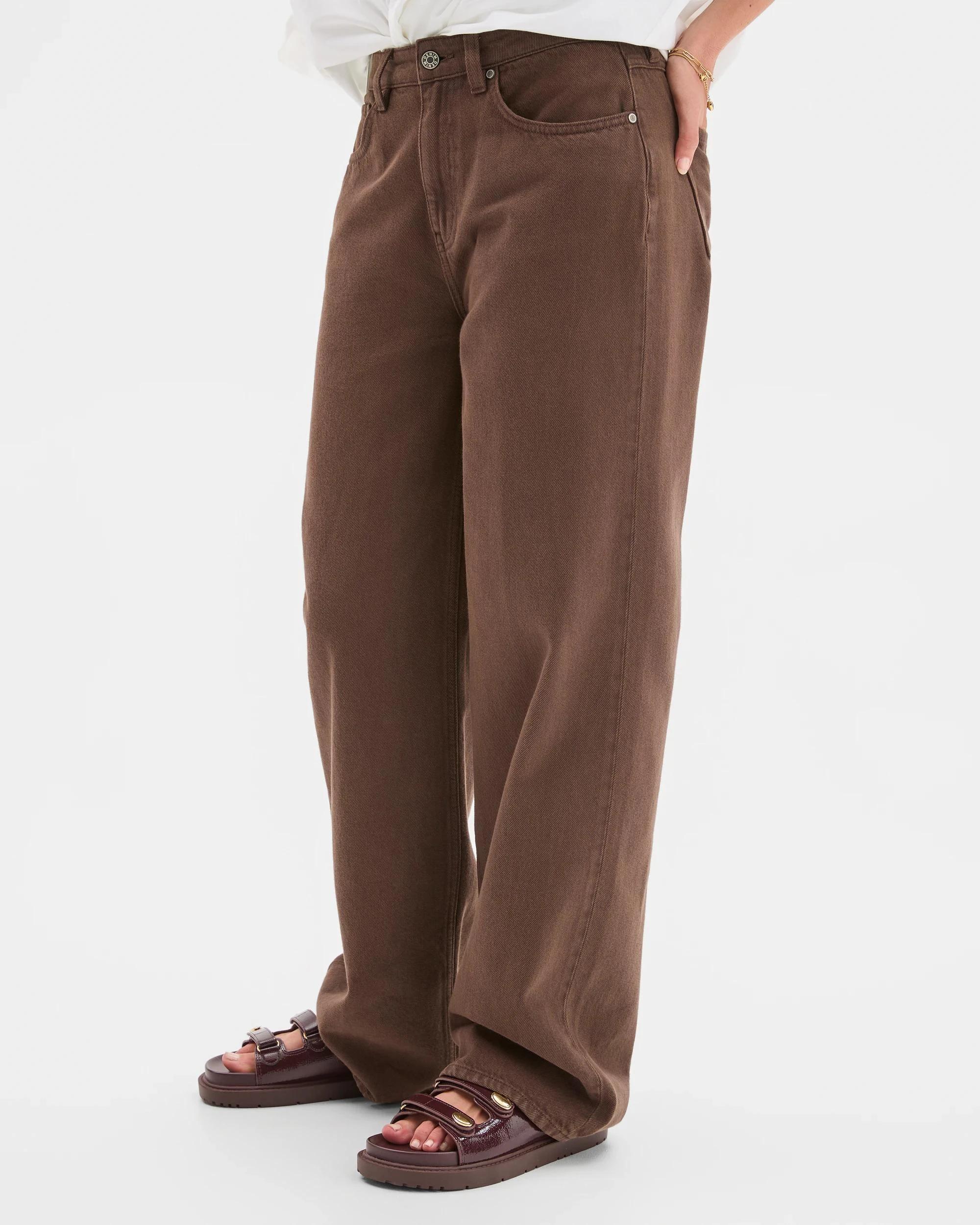 3 Target Denim Denim Imogen Mid Rise Wide Leg Jeans CHOCOLATE, 3 of 5