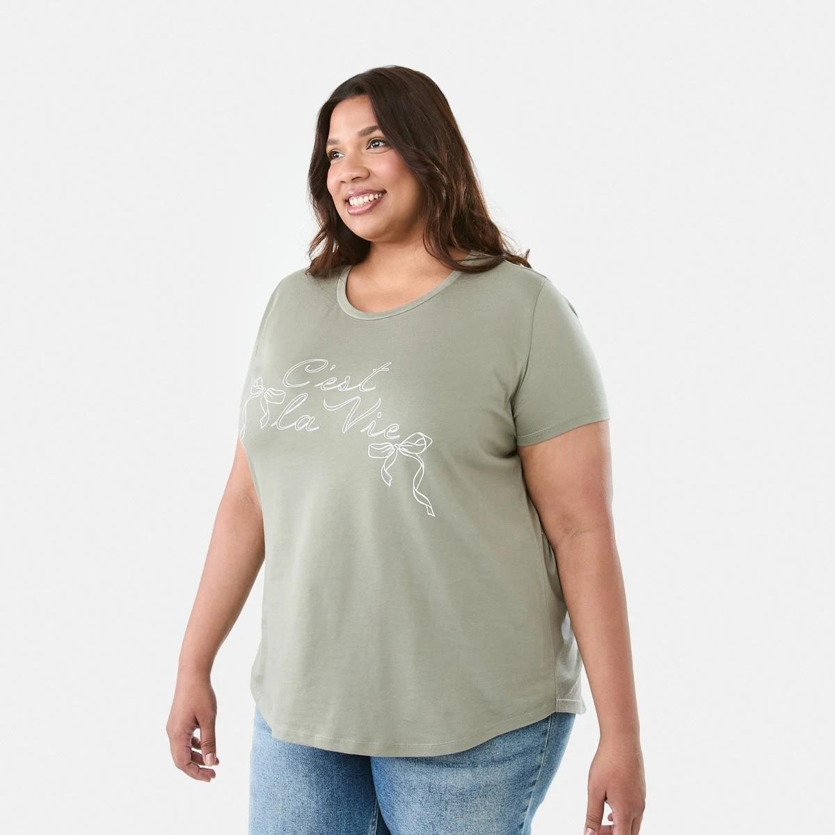 2 Curve Short Sleeve Basic Print T-shirt Cest La Vi, 2 of 5