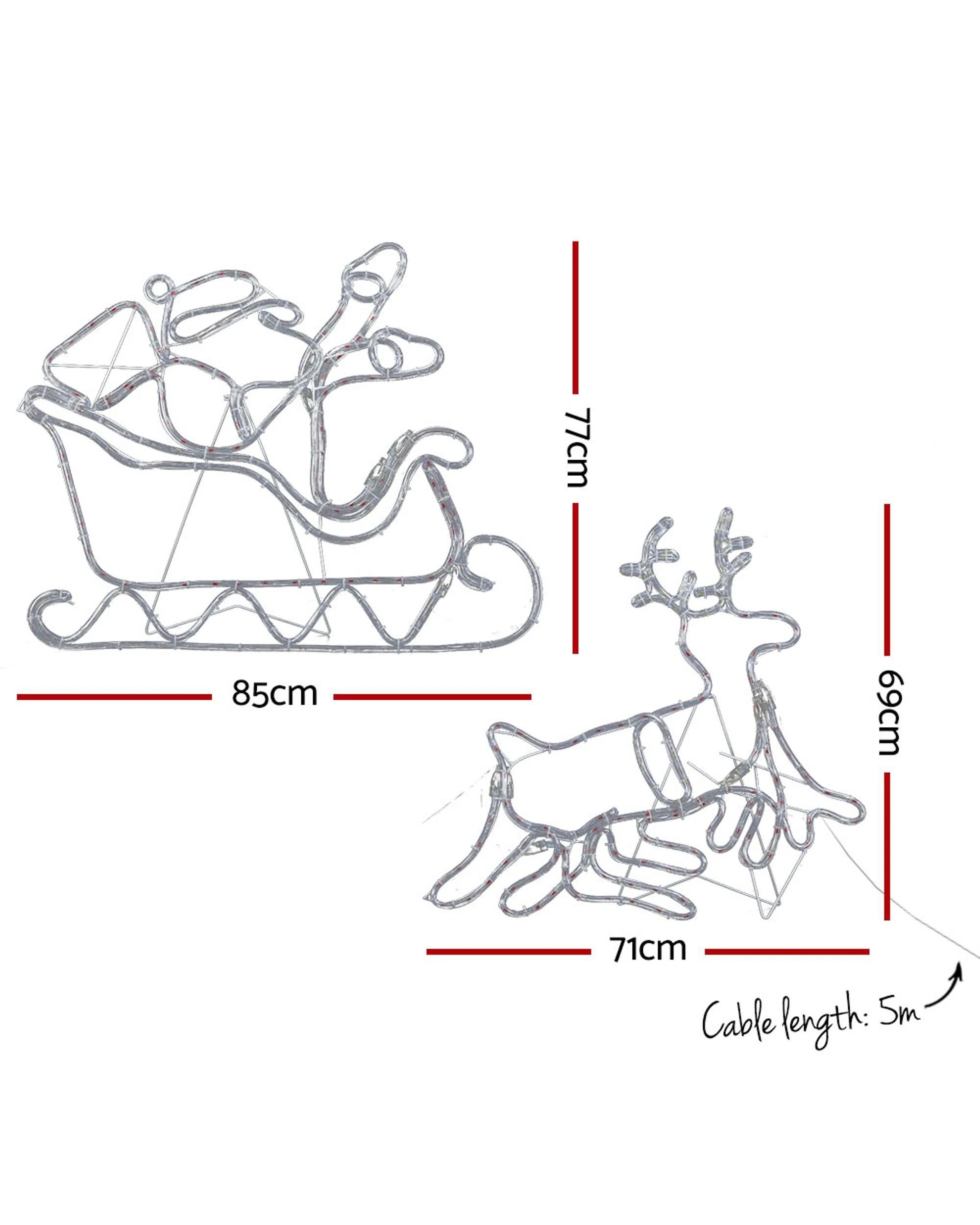 2 Jingle Jollys Christmas Lights Reindeer Sleigh 806 LED Decorations - Multi, 2 of 7