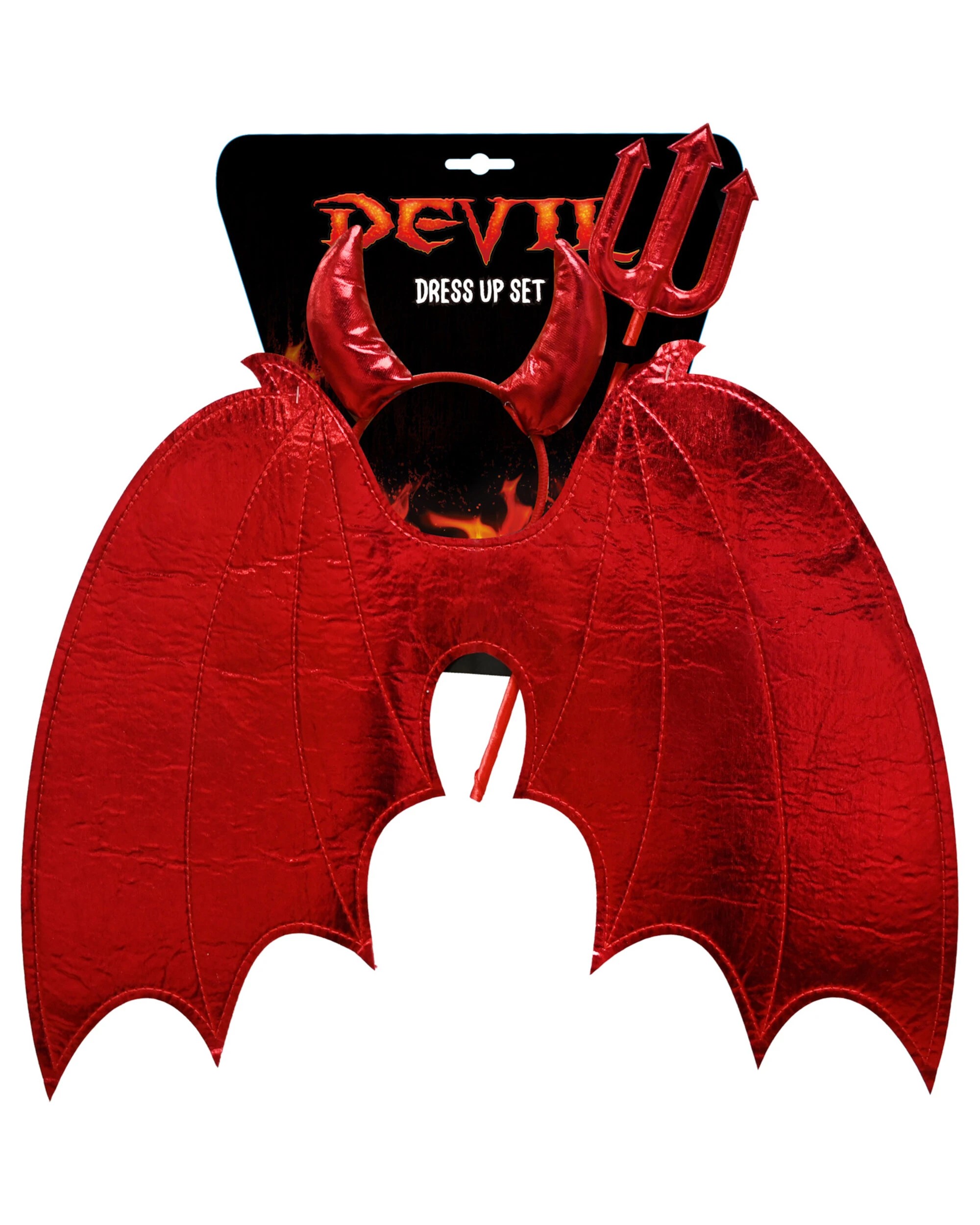 2 Festive Magic Metallic Red Devil Headband, Trident and Wings Set - Red, 2 of 3