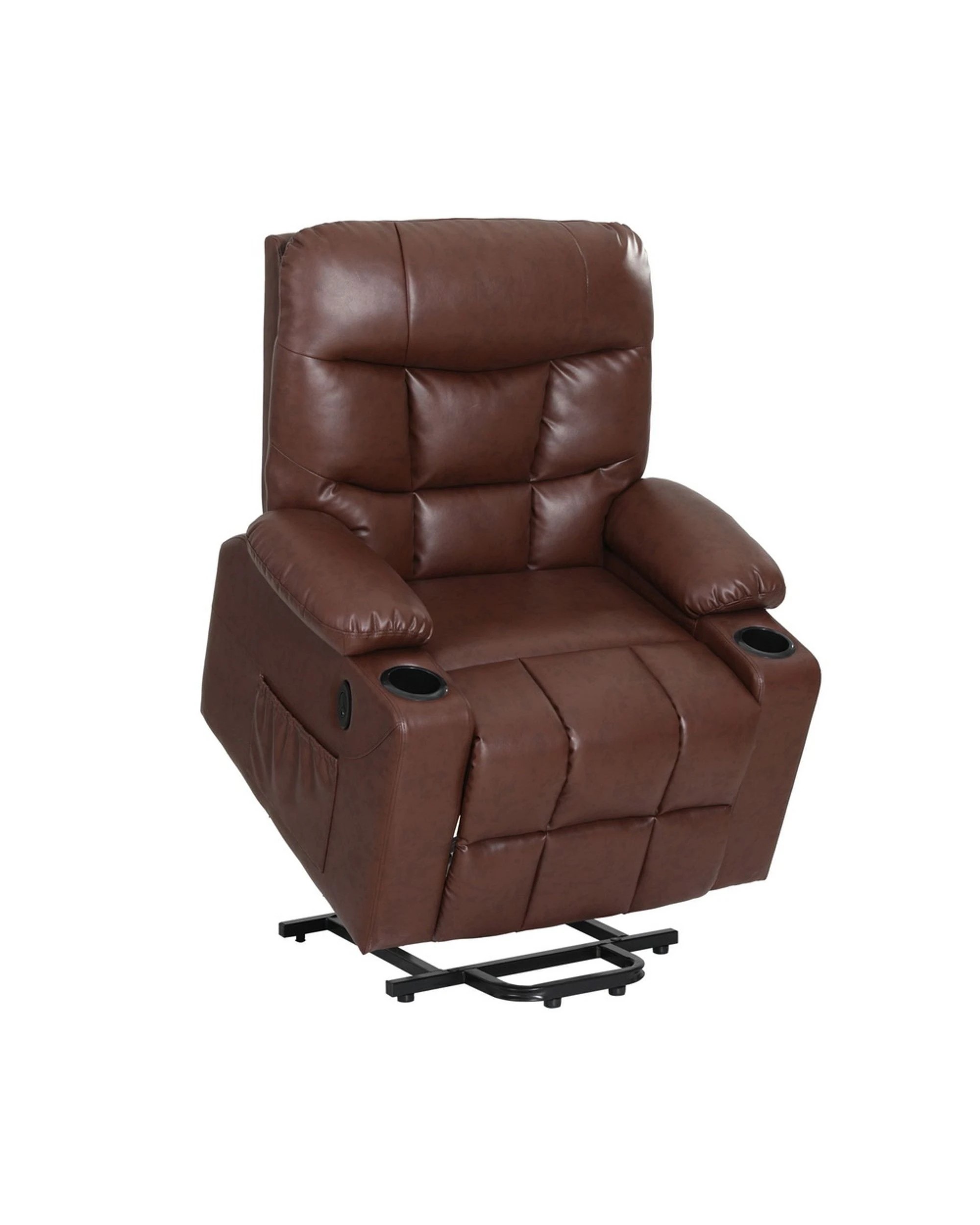 3 Artiss Recliner Chair Lift Assist Heated Massage Chair Leather - Brown, 3 of 4