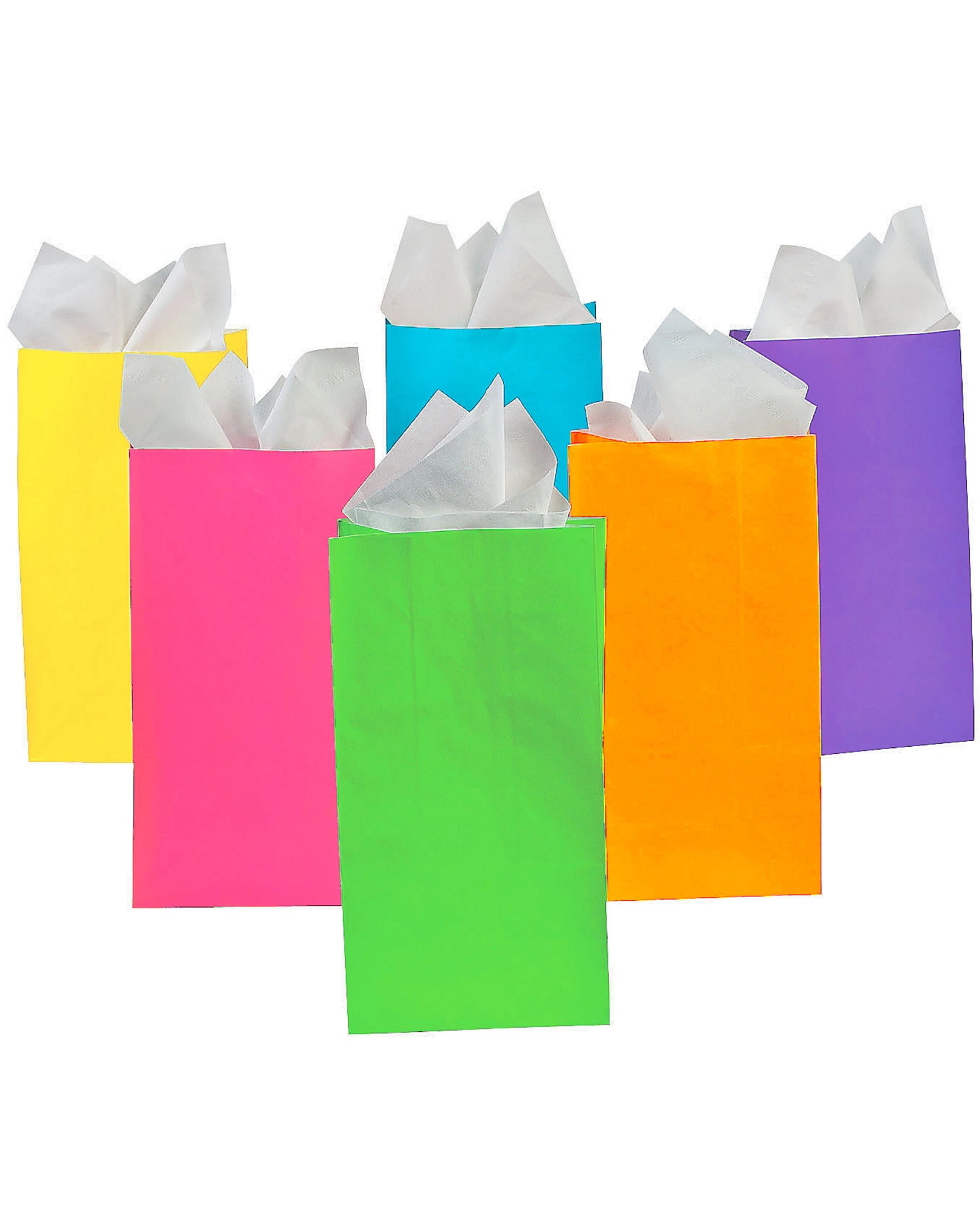 1 Partyrama Bright Neon Paper Treat Bags Pack of 12 - Neon, 1 of 2
