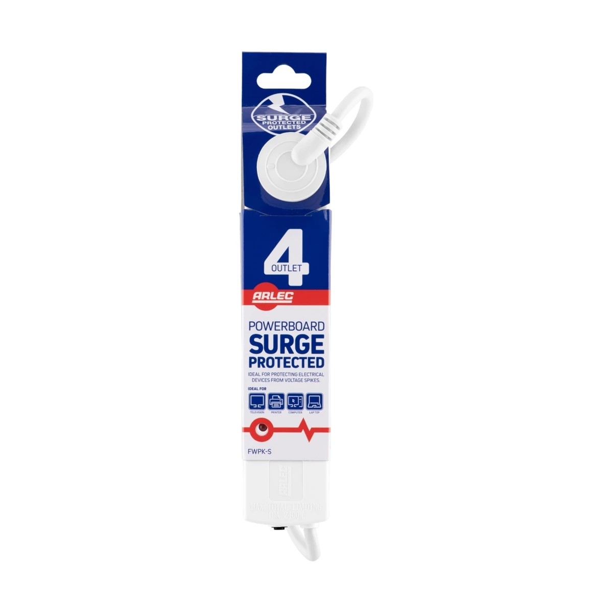 1 4 Outlet Surge Protected Powerboard, 1 of 3