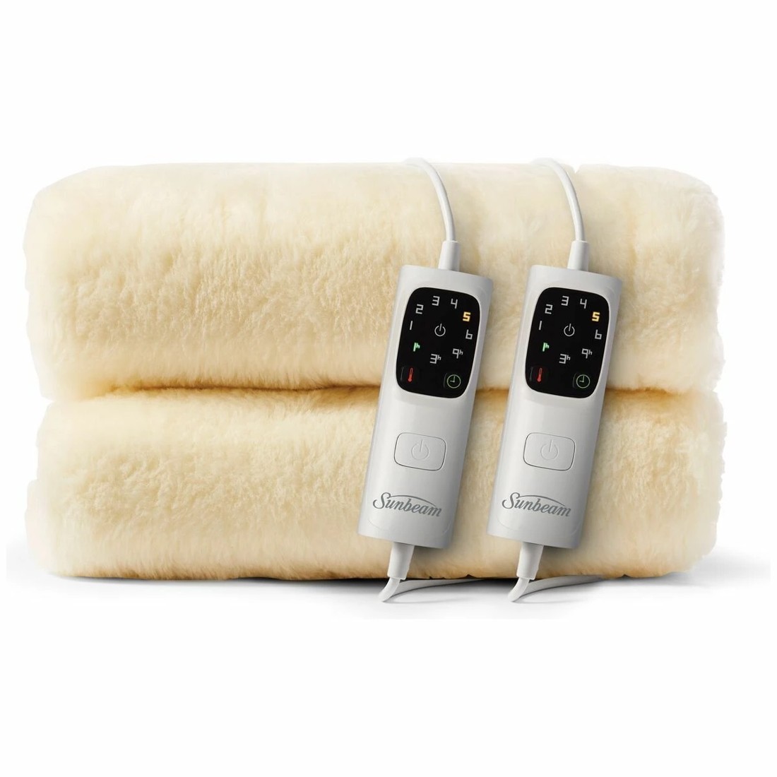 1 Sunbeam Sleep Perfect Wool Fleece Anti Bacterial Super King Heated Blanket, 1 of 5