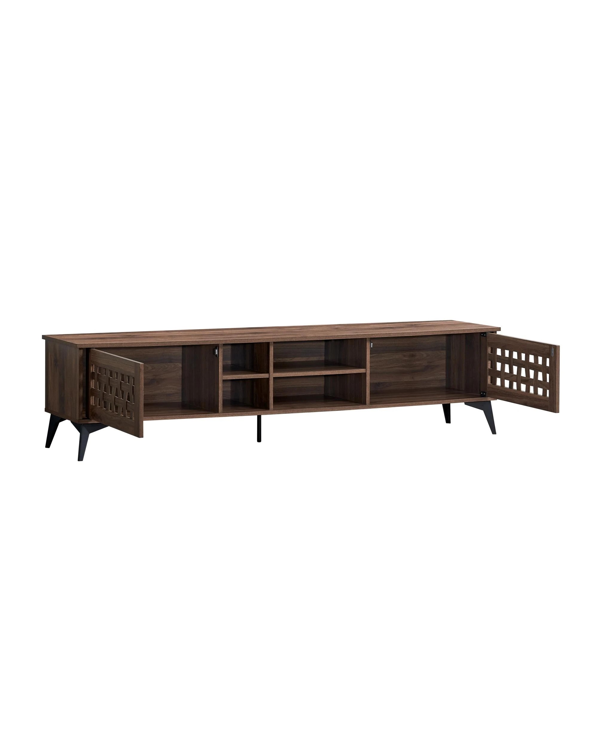 3 Kodu Entertainment Unit TV Cabinet TV Stand 180cm 2 Doors Walnut - Brown, 3 of 4