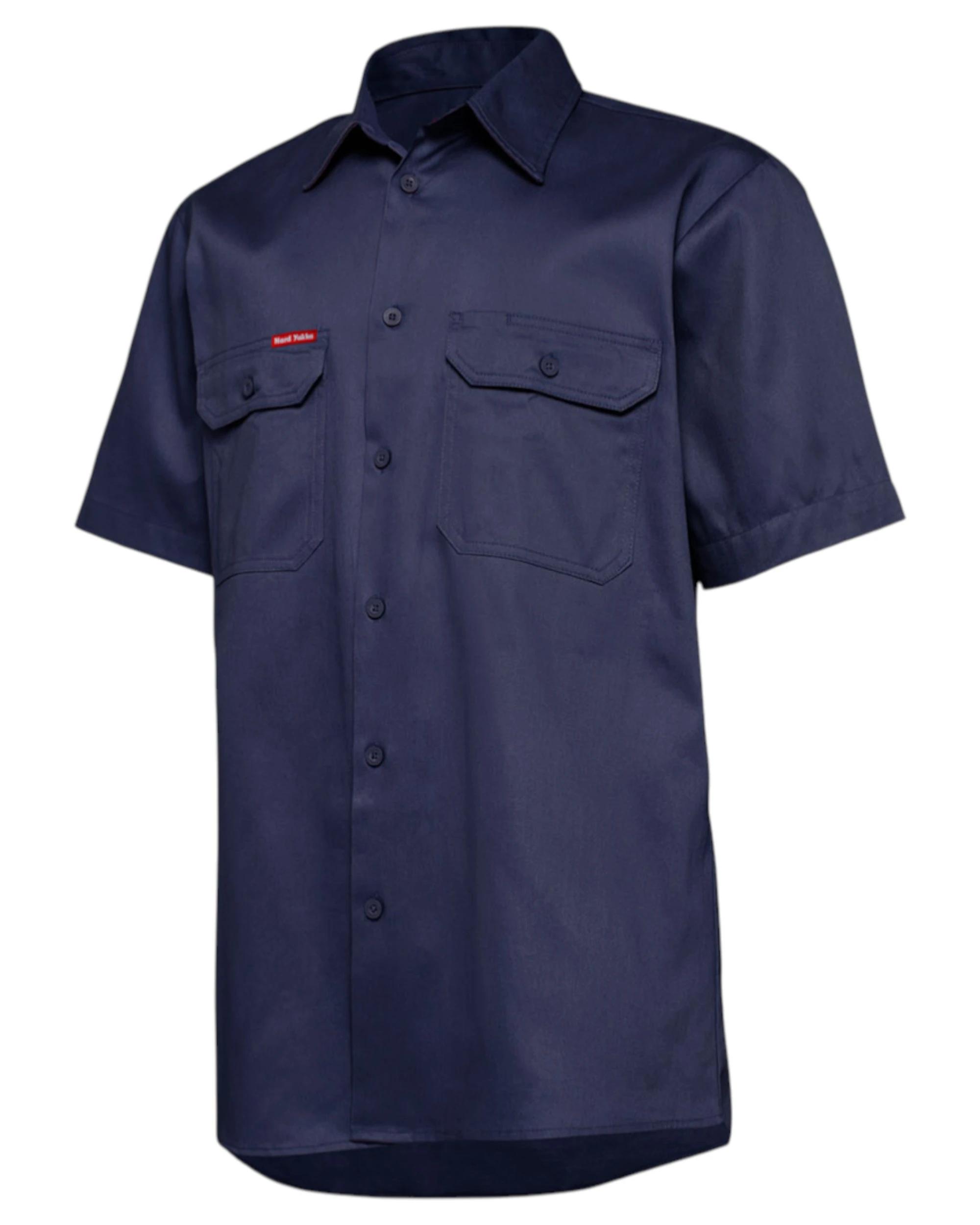 1 Hard Yakka Mens Short Sleeve Lightweight Drill Ventilated Shirt Navy Navy, 1 of 6