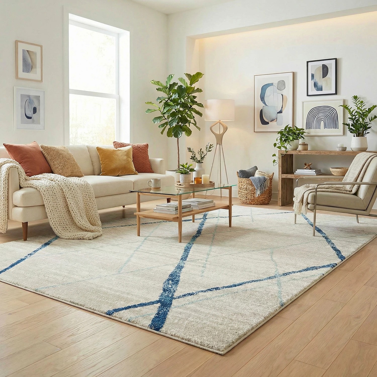 1 Common Ground Rugs Bluebay 452 400x300cm - Extra Extra Large Floor Rug - White, 1 of 6