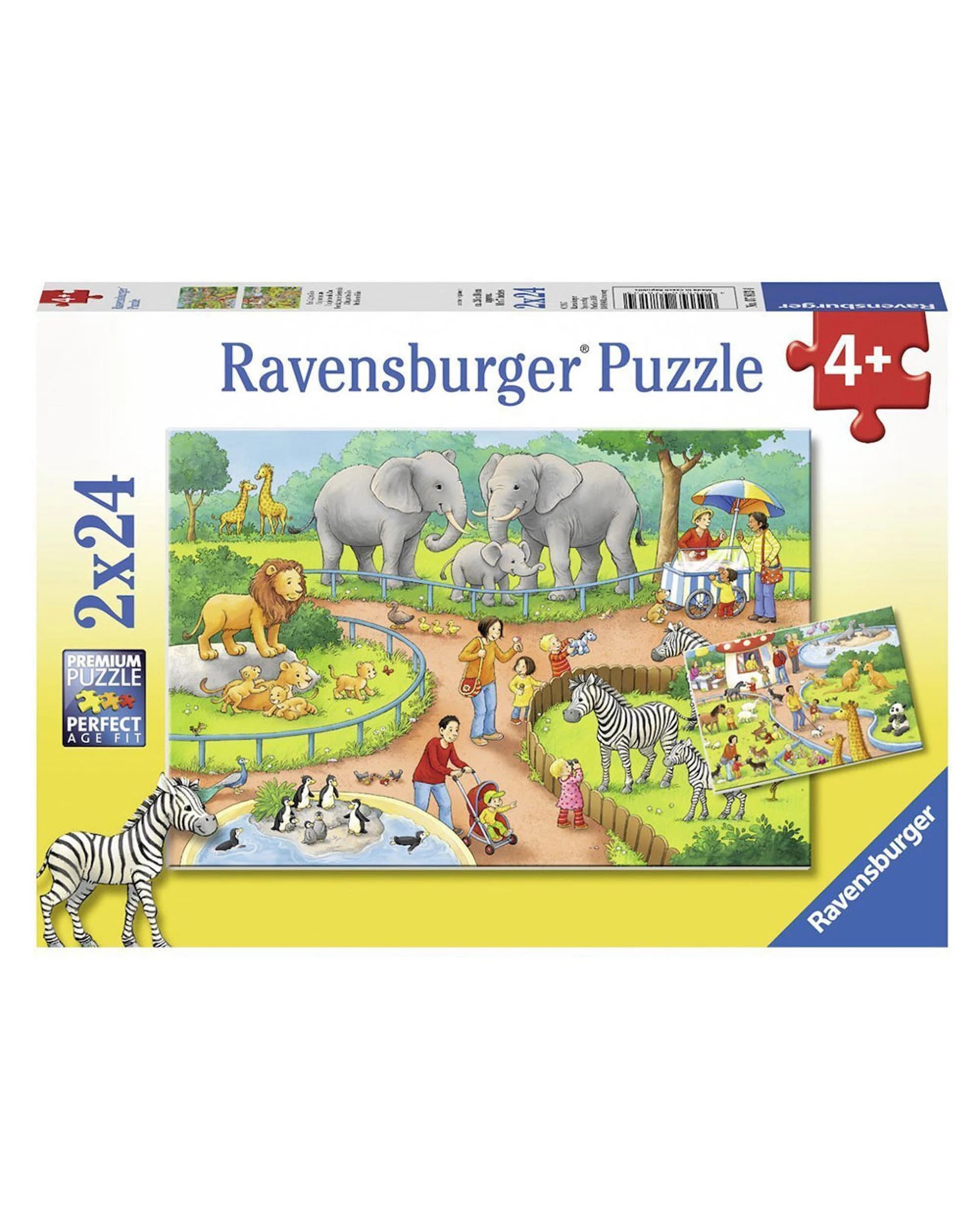 1 Ravensburger A Day at the Zoo 2x24 Piece Jigsaw Puzzles, 1 of 3
