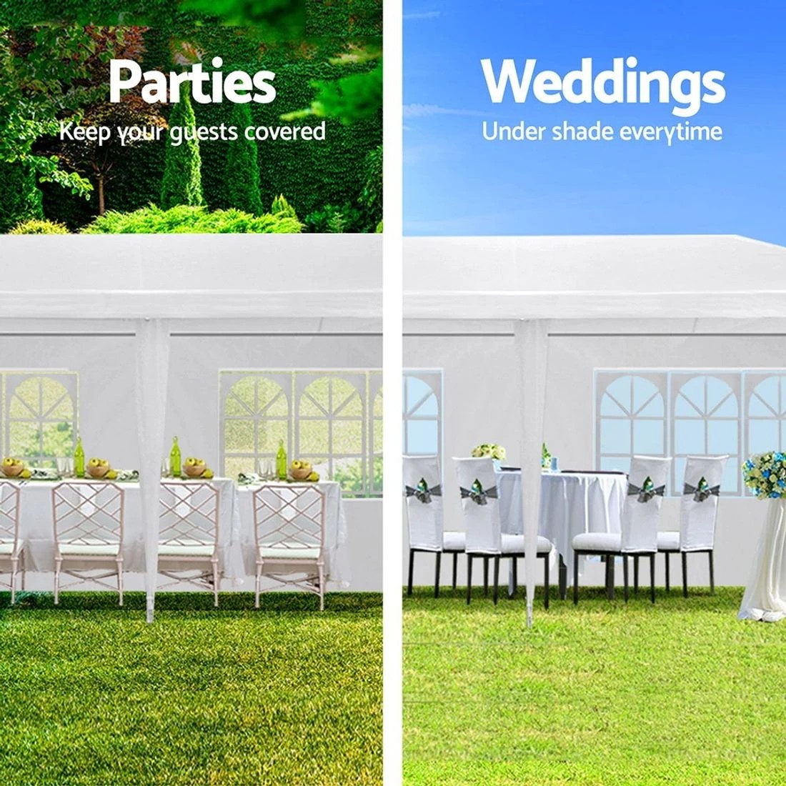 3 Instahut Gazebo 3x9m Marquee Wedding Party Tent Outdoor Camping Side Wall Canopy 8 Panel - White, 3 of 6