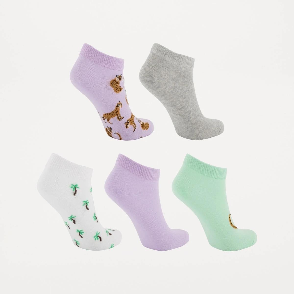 2 5 Pack Fashion Low Cut Socks Leopard, 2 of 3