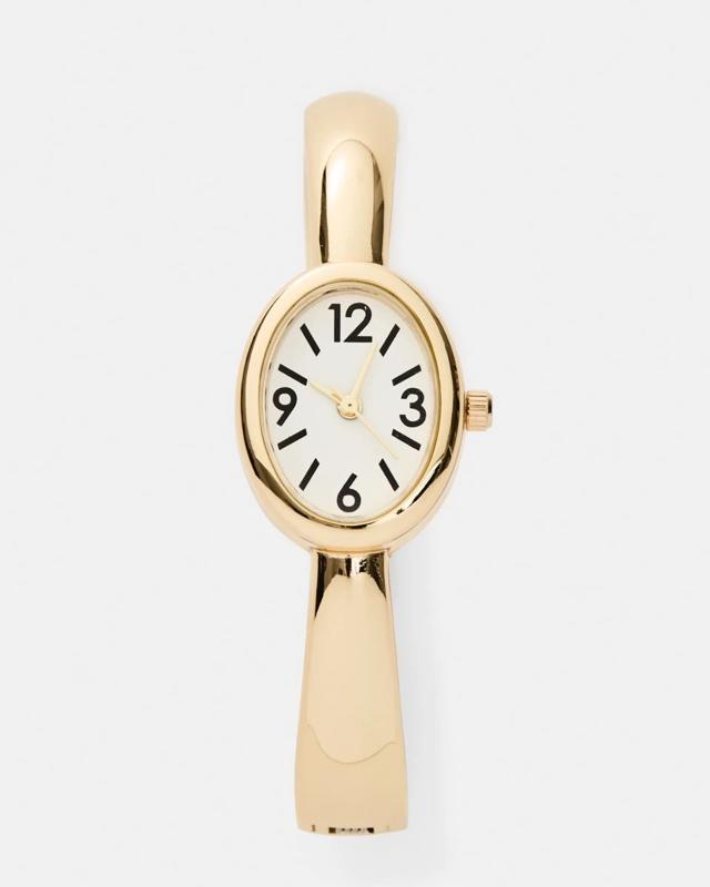 Womens Oval Metal Cuff Watch - Gold 